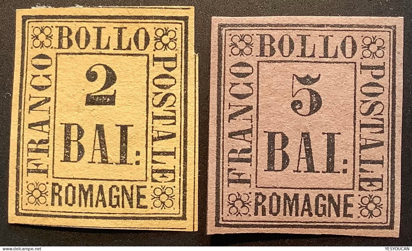 Romagne 1859 Sa.3+6= 250€ Very Fine Mint* Signed By Expert Chiavarello, 2b+5b (Romagna, Italia - Romagna