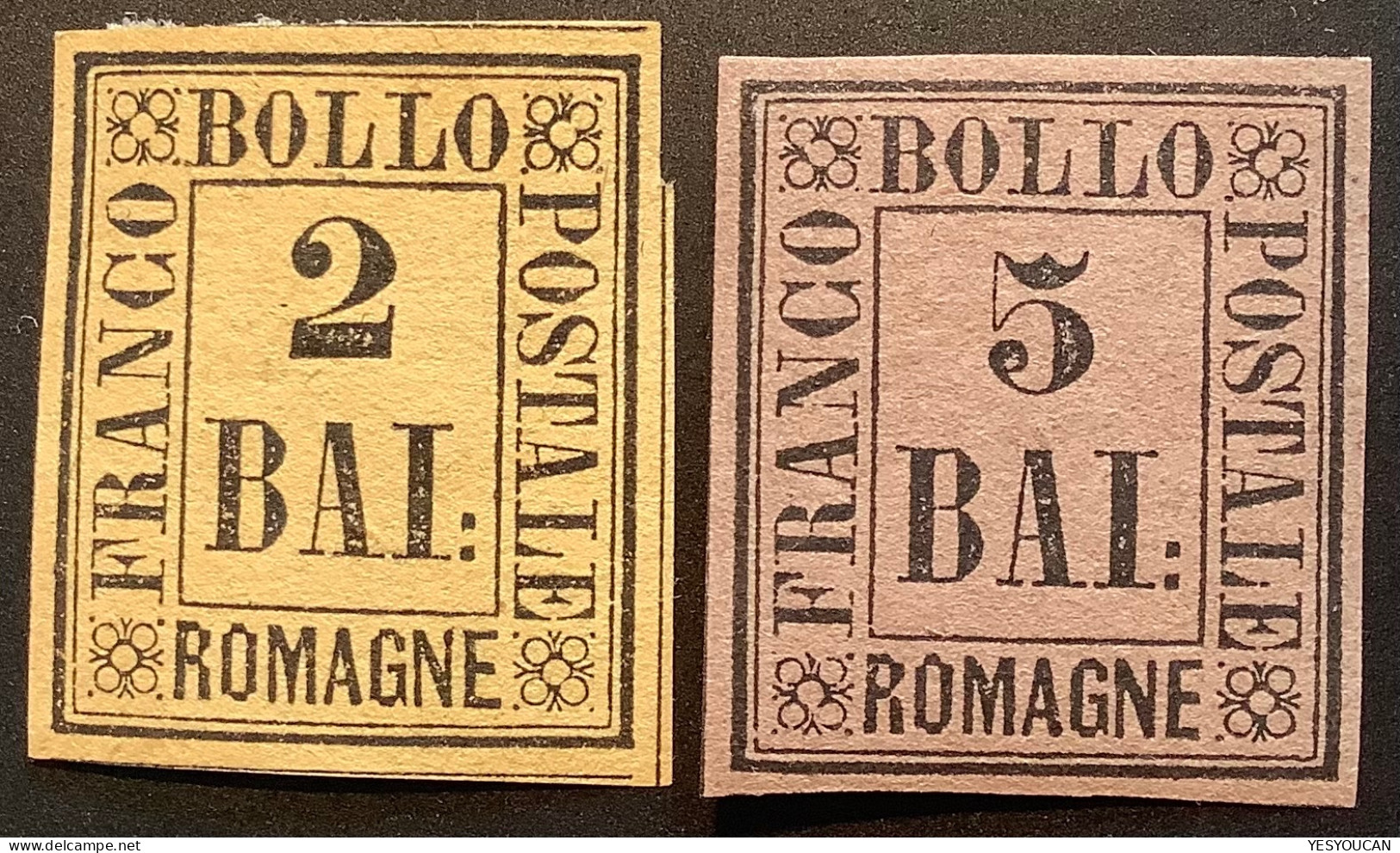 Romagne 1859 Sa.3+6= 250€ Very Fine Mint* Signed By Expert Chiavarello, 2b+5b (Romagna, Italia - Romagne