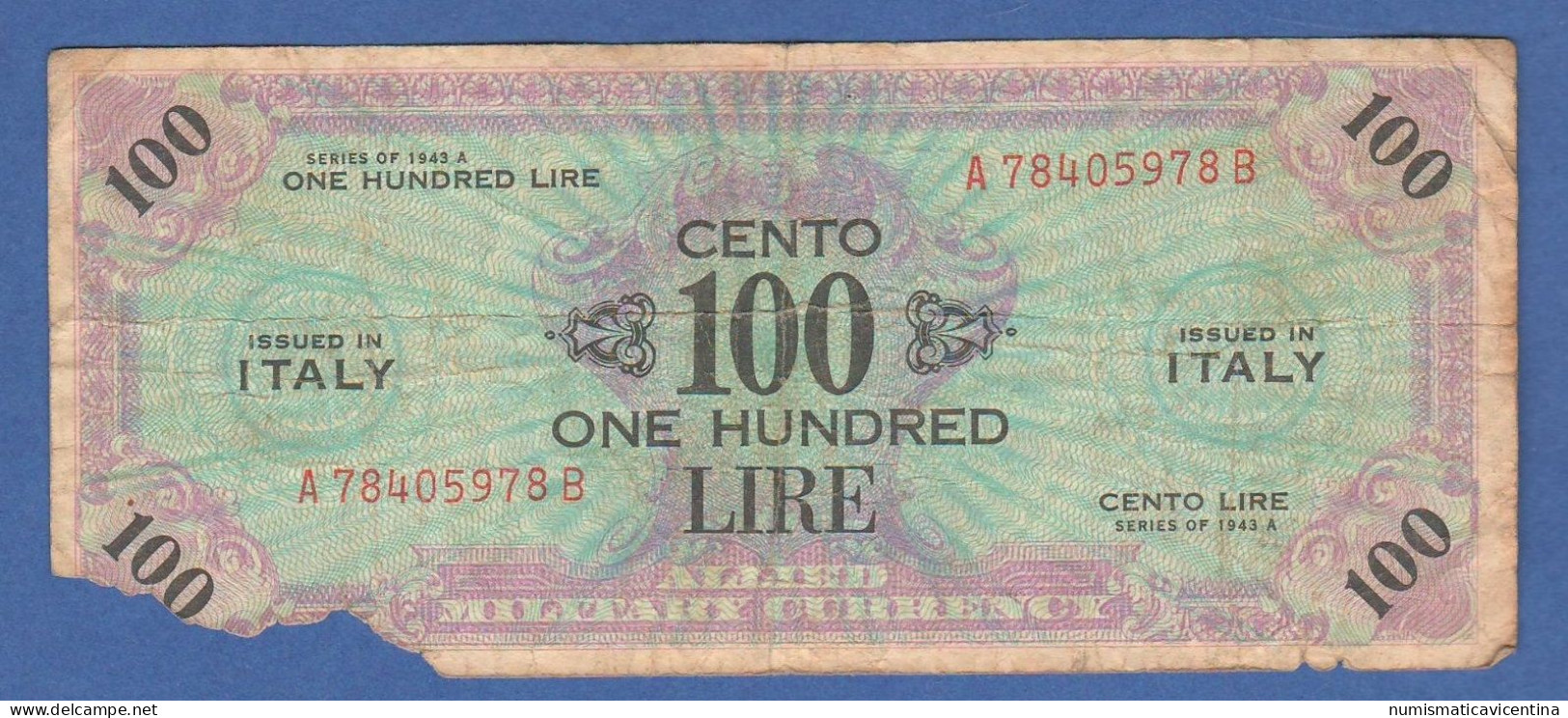 Italia 100 Lire AM Lire 1943 Allied Military Currency - Allied Occupation WWII