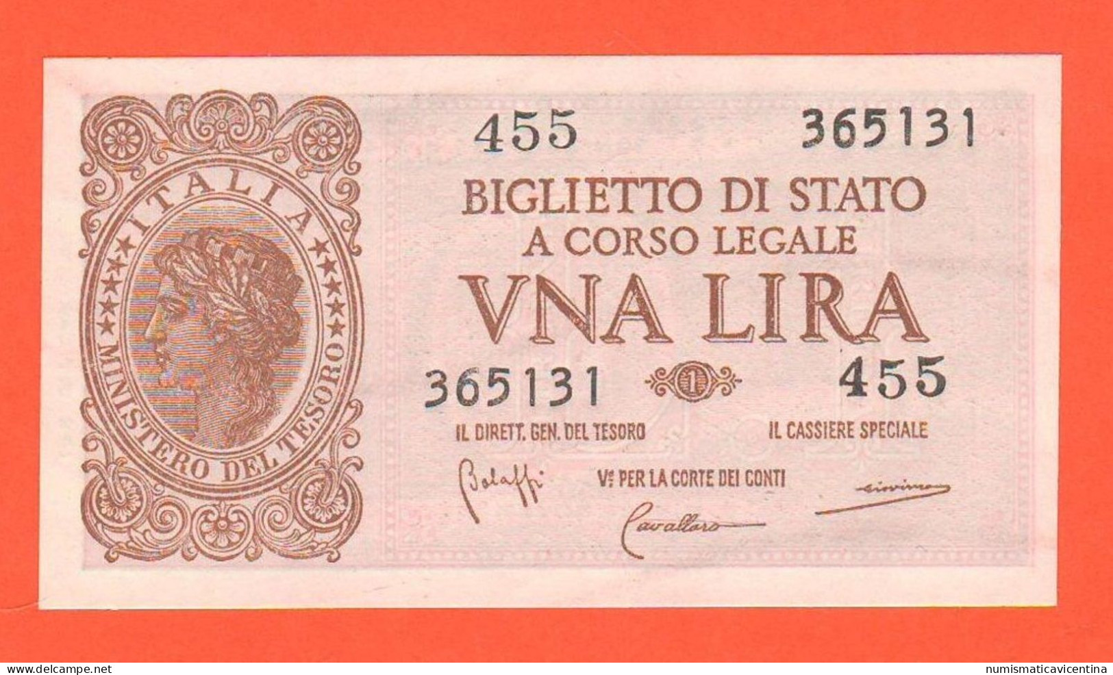 ITALIA BANCONOTA 1 LIRA 23 / 11 / 1944 LUOGOTENENZA Italia Laureata - [ 4] Emissioni Provvisorie