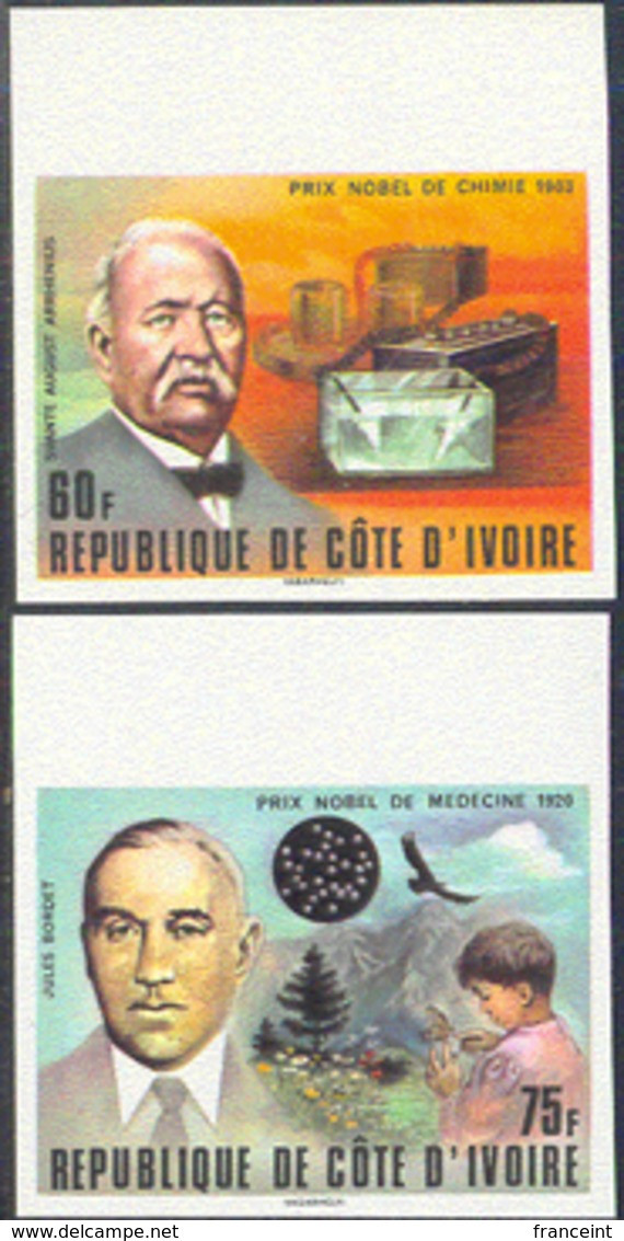 IVORY COAST (1978) Nobel Winners. Set Of 5 Imperforates. Scott Nos 460-4, Yvert Nos 451-5. - Côte D'Ivoire (1960-...)