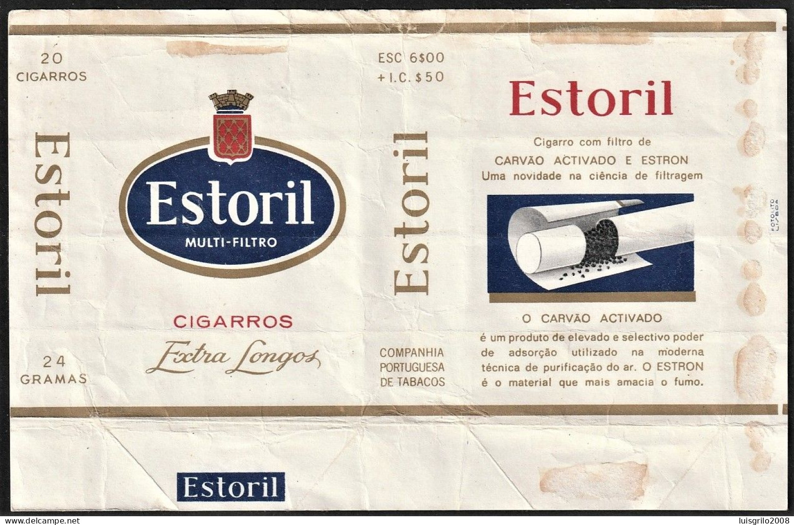 Portugal 1960/ 70, Pack Of Cigarettes - ESTORIL -|- Companhia Portuguesa De Tabacos - Tabaksdozen (leeg)