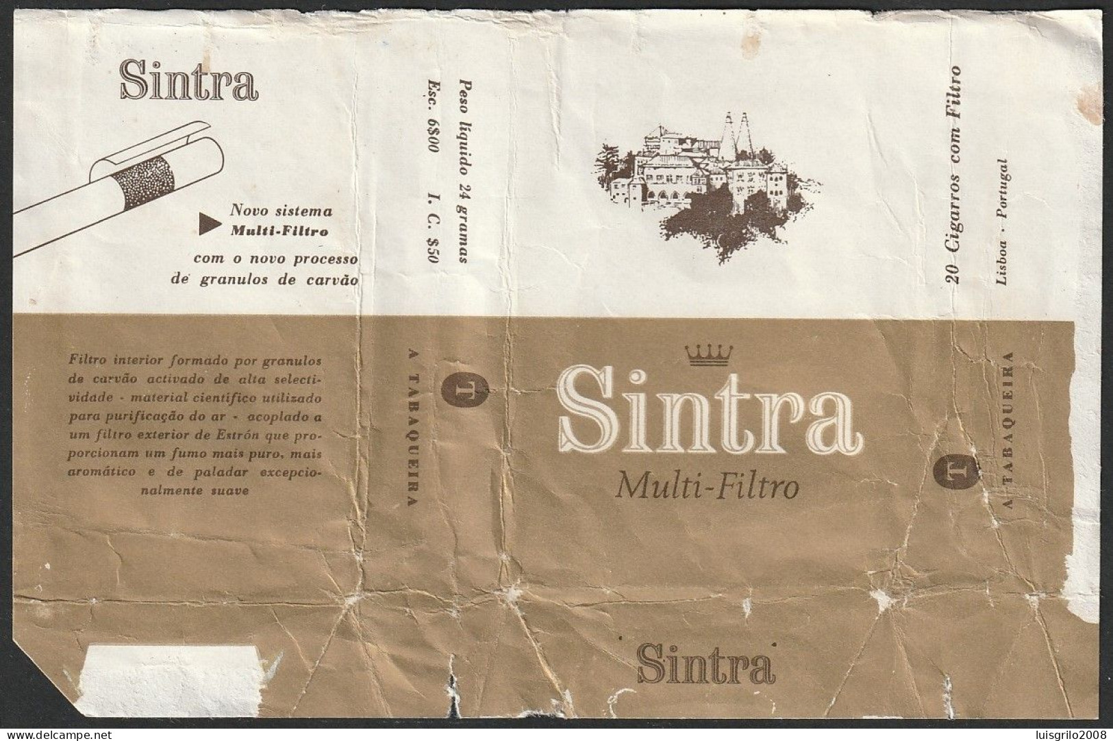 Portugal 1960/ 70, Pack Of Cigarettes - SINTRA Multi Filtro -|- A Tabaqueira, Lisboa - Boites à Tabac Vides