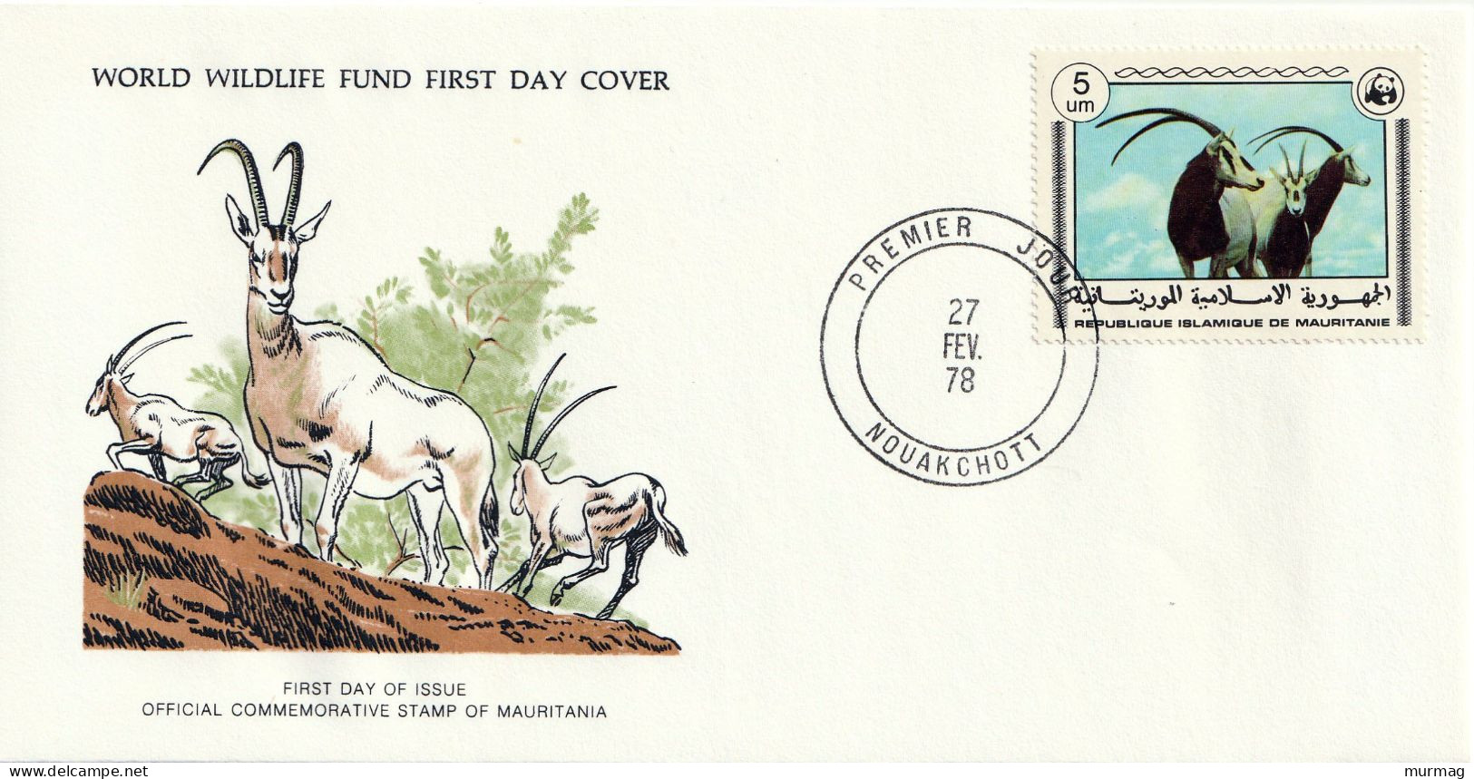 MAURITANIE - 3 Env. FDC, WWF, Gazelle Dama, Oryx, Mouton De Barbarie - 1978 - Médaillier Franklin N° 73-75 - Mauritanie (1960-...)