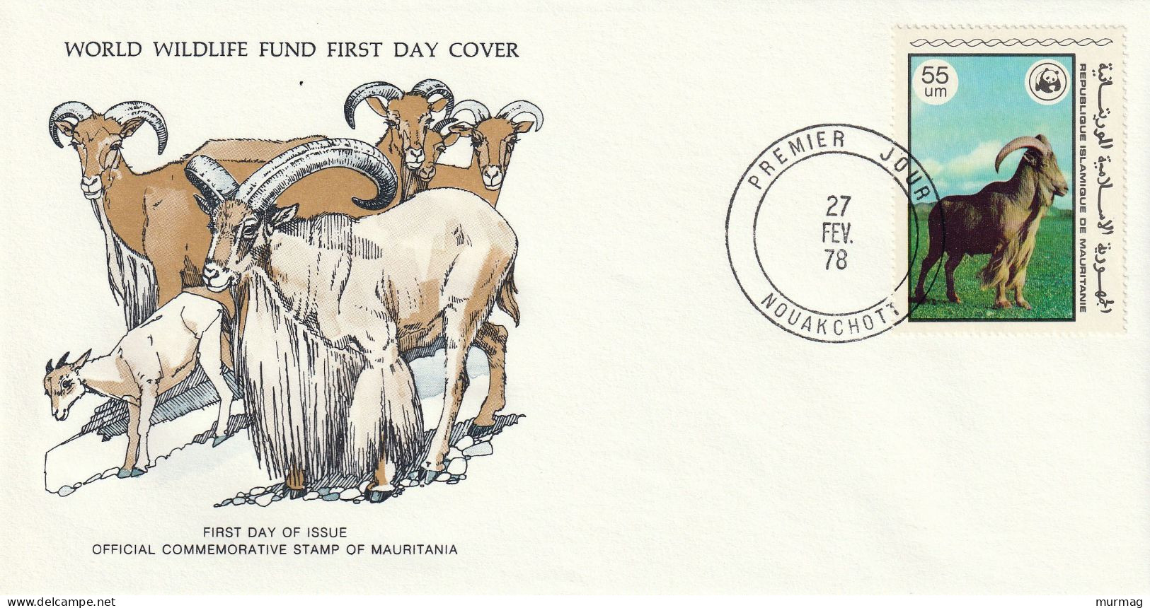 MAURITANIE - 3 Env. FDC, WWF, Gazelle Dama, Oryx, Mouton De Barbarie - 1978 - Médaillier Franklin N° 73-75 - Mauritanie (1960-...)