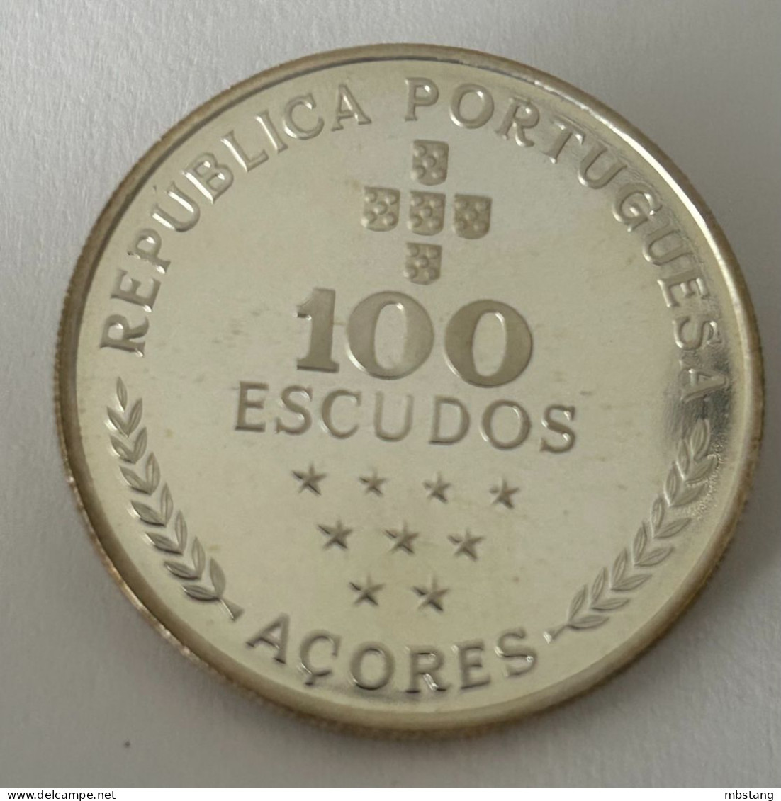 AZORES 100 Escudos (Azores Regional Autonomy; Silver) 1980 (.925) • 16.5 G •  34 Mm KM# 44a - Azores