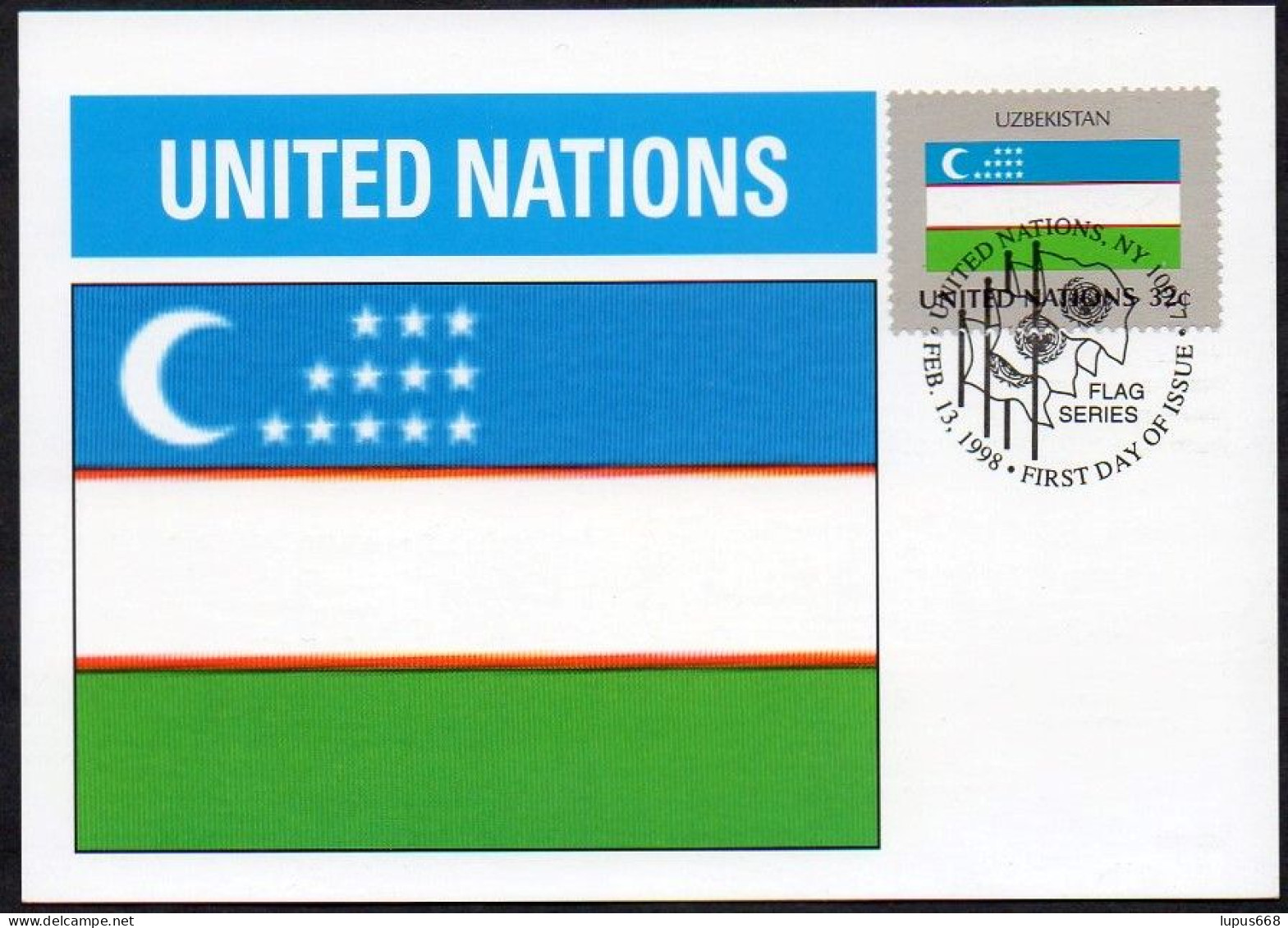 UNO N.Y.  1998 MiNr. 760  MK  Flaggen: Usbekistan - Maximumkaarten