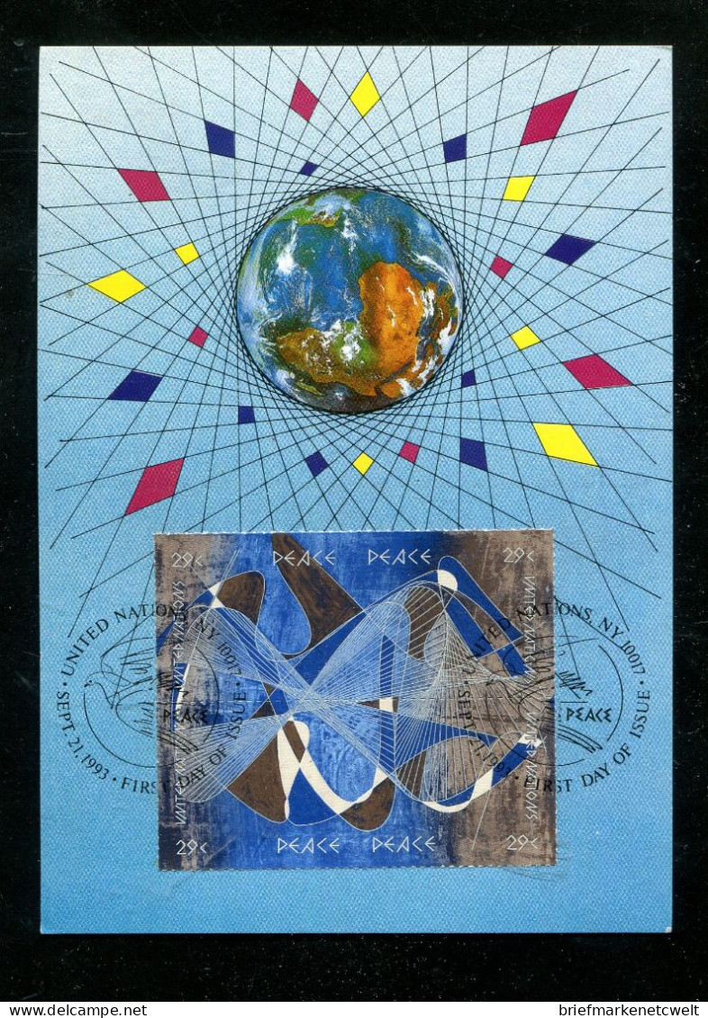 "UNO-N.Y." 1993, Mi. 653-656 "Tag Des Friedens" 4er-Block Maximumkarte (19259) - Cartes-maximum