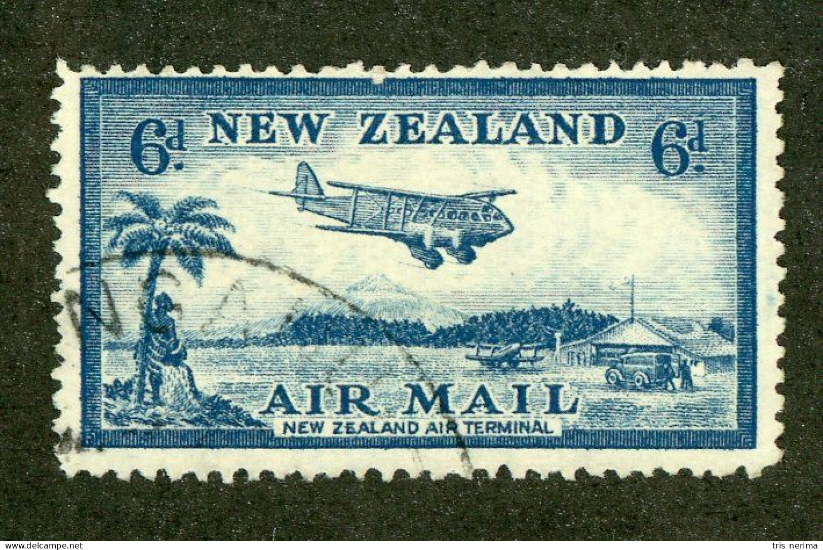 512 New Zealand 1935 Scott #C8 Used (Lower Bids 20% Off) - Airmail