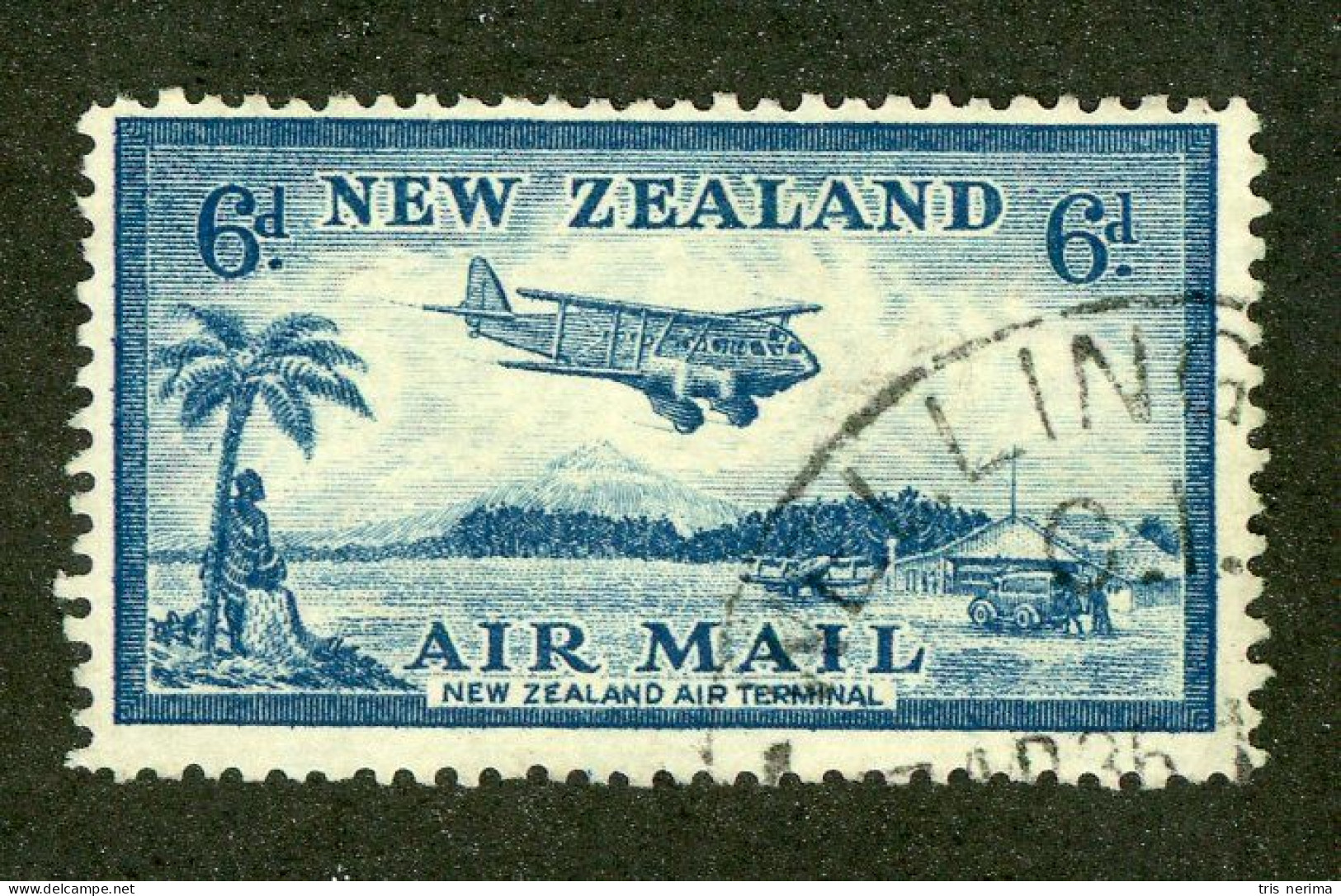 513 New Zealand 1935 Scott #C8 Used (Lower Bids 20% Off) - Corréo Aéreo