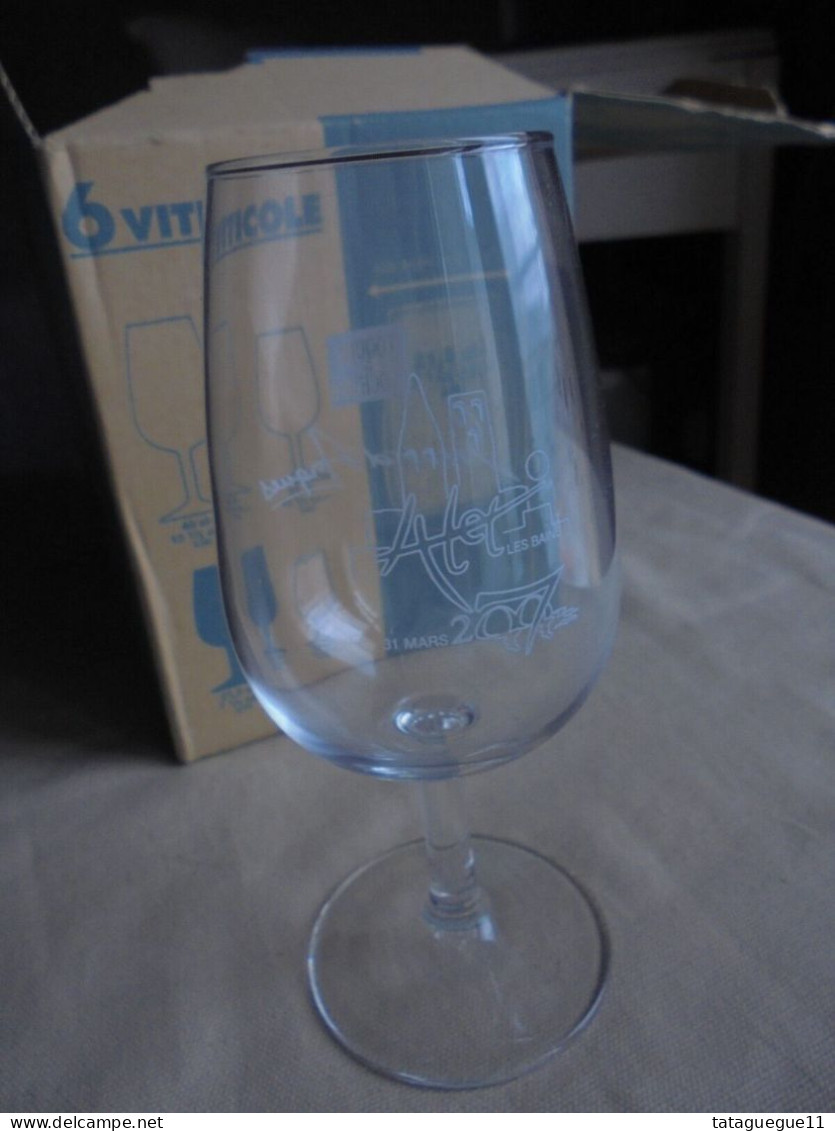 Vintage - 6 verres Arcoroc viticole Sieur d'Arques Toques et Clochers Alet-les-Bains 2007