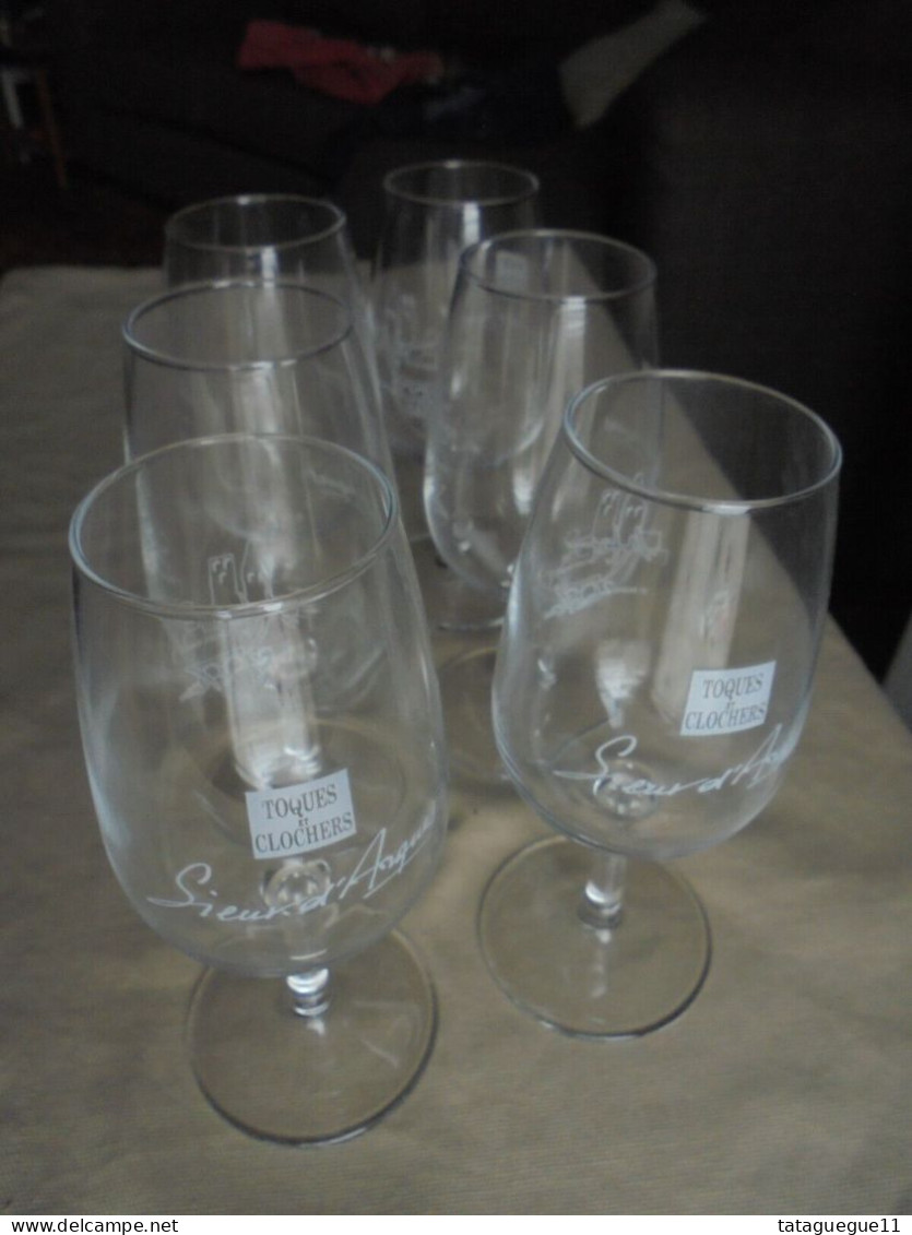 Vintage - 6 verres Arcoroc viticole Sieur d'Arques Toques et Clochers Alet-les-Bains 2007