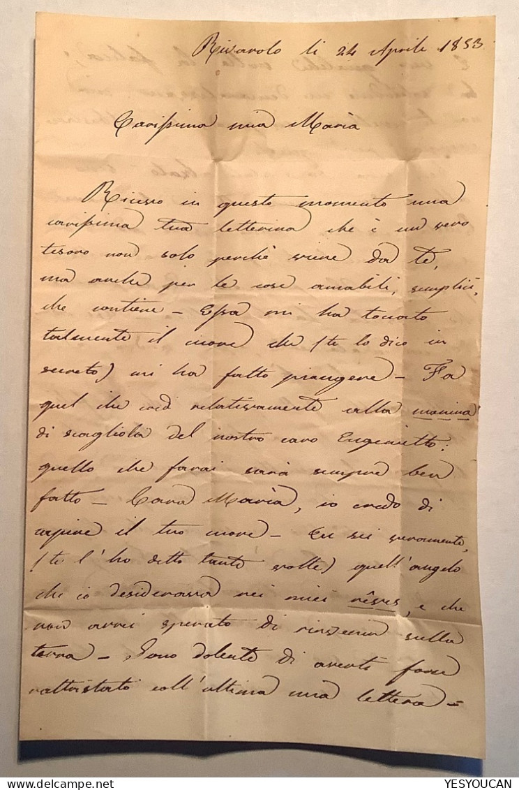 RIVAROLO 1853 (Piemonte Torino Sardegna) XF & Unusual Cover>Genova (lettera - Sardinië