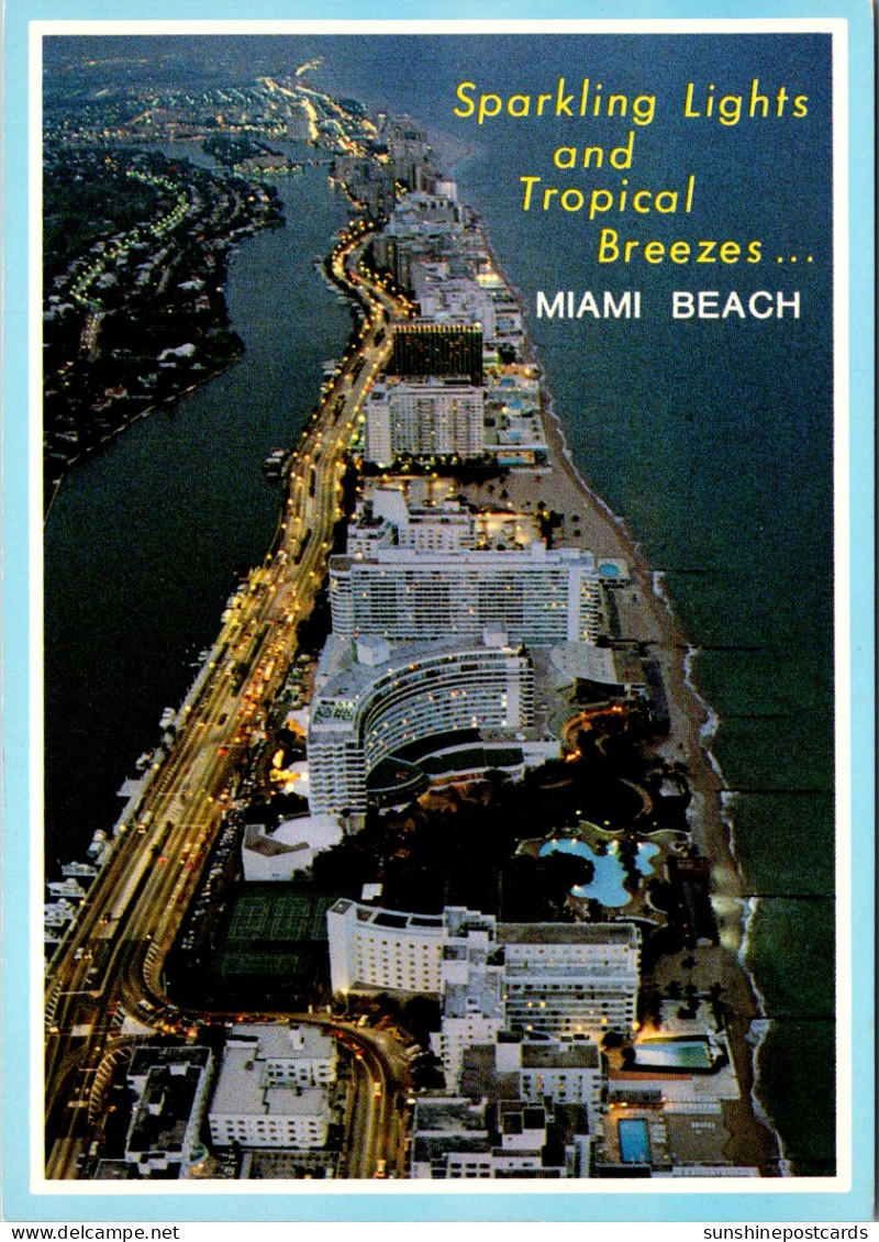 Florida Miami Beach Aerial View At Night - Miami Beach