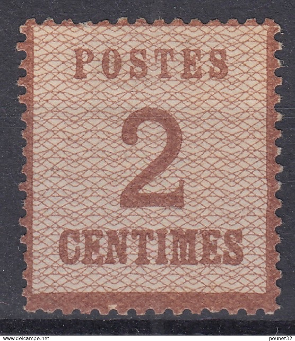 ALSACE LORRAINE : 2c BRUN-ROUGE N° 2b BURELAGE RENVERSE NEUF SANS GOMME - Unused Stamps