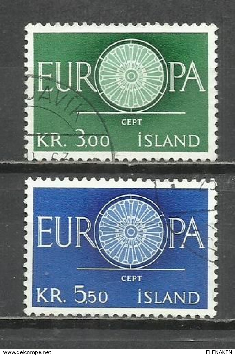 7494F- SERIE COMPLETA ISLANDIA EUROPA 1960 Nº 301/302 - Gebruikt