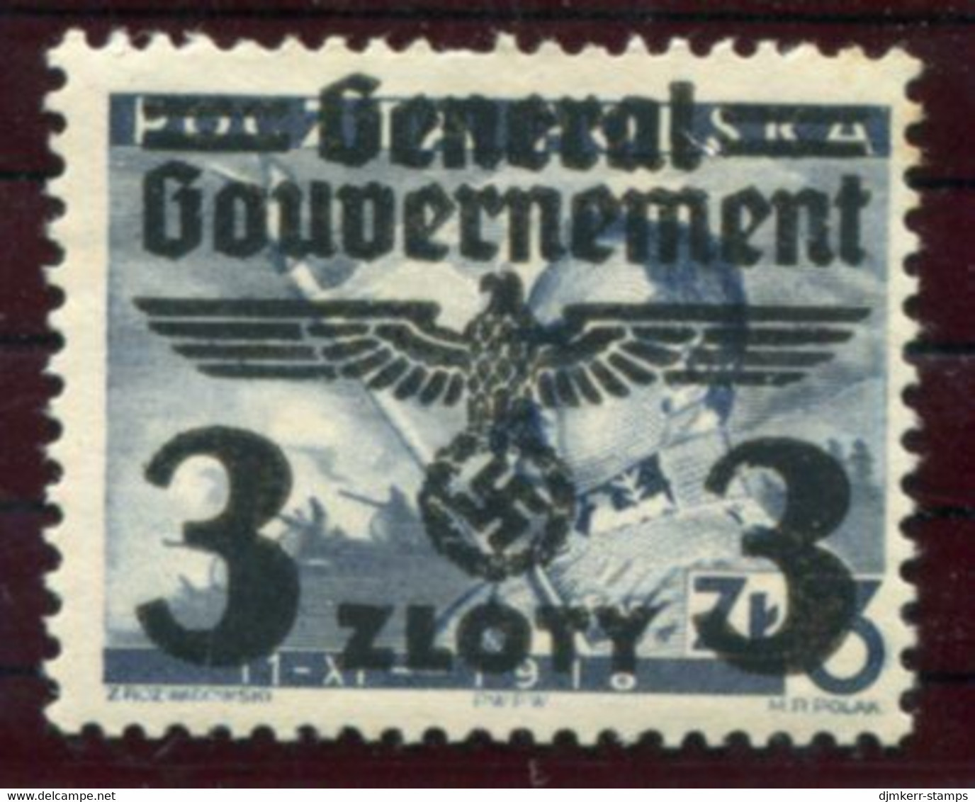 GENERAL GOVERNMENT 1940  Overprint 3 Zl. / 3 Zl...MNH / **   Michel 29 - Algemene Overheid