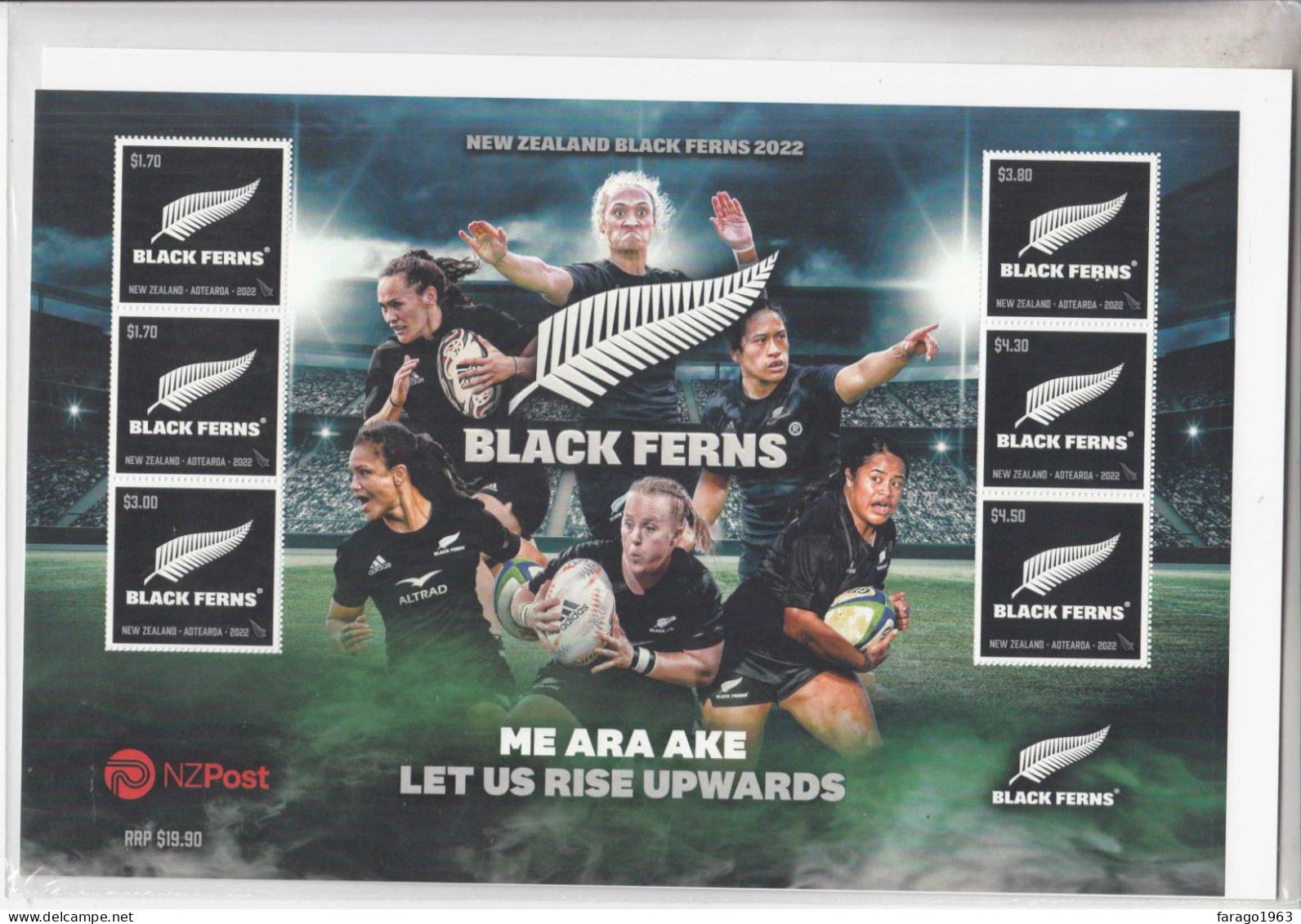 2023 New Zealand Black Ferns Women's Rugby GIANT A4 Souvenir Sheet MNH @ BELOW FACE VALUE - Unused Stamps