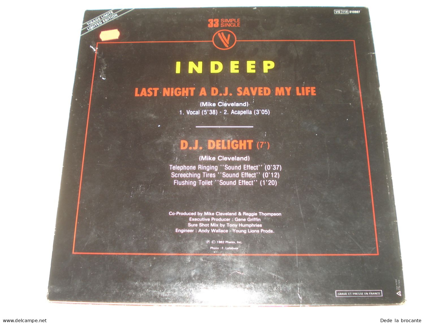 B8 / Indeep " Last Night A D.J. Saved My Life " - VO Ed Limitée - EP 33 - 310967 - Formats Spéciaux