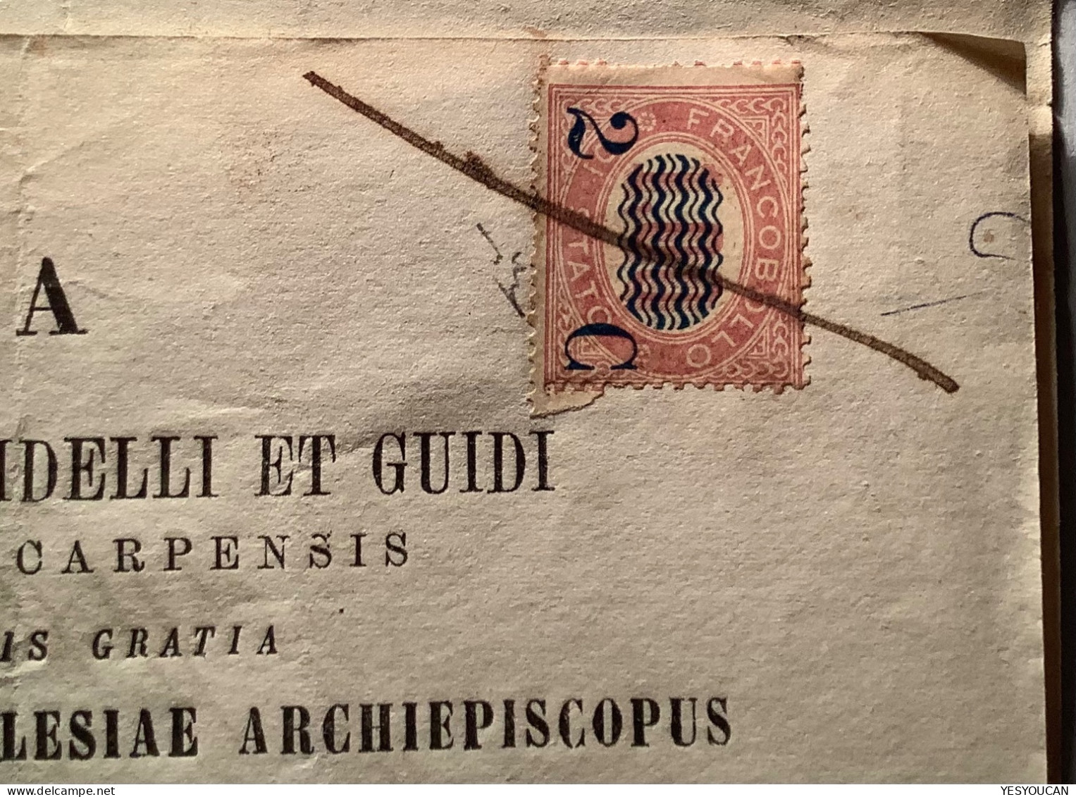 Regno D’ Italia 1878 Sa.33 RARE FISCAL USAGE Servizio 2c Su 1,00 From Medolla=Emilia-Romagna, Modena  (Italy Fiscale - Marcophilie