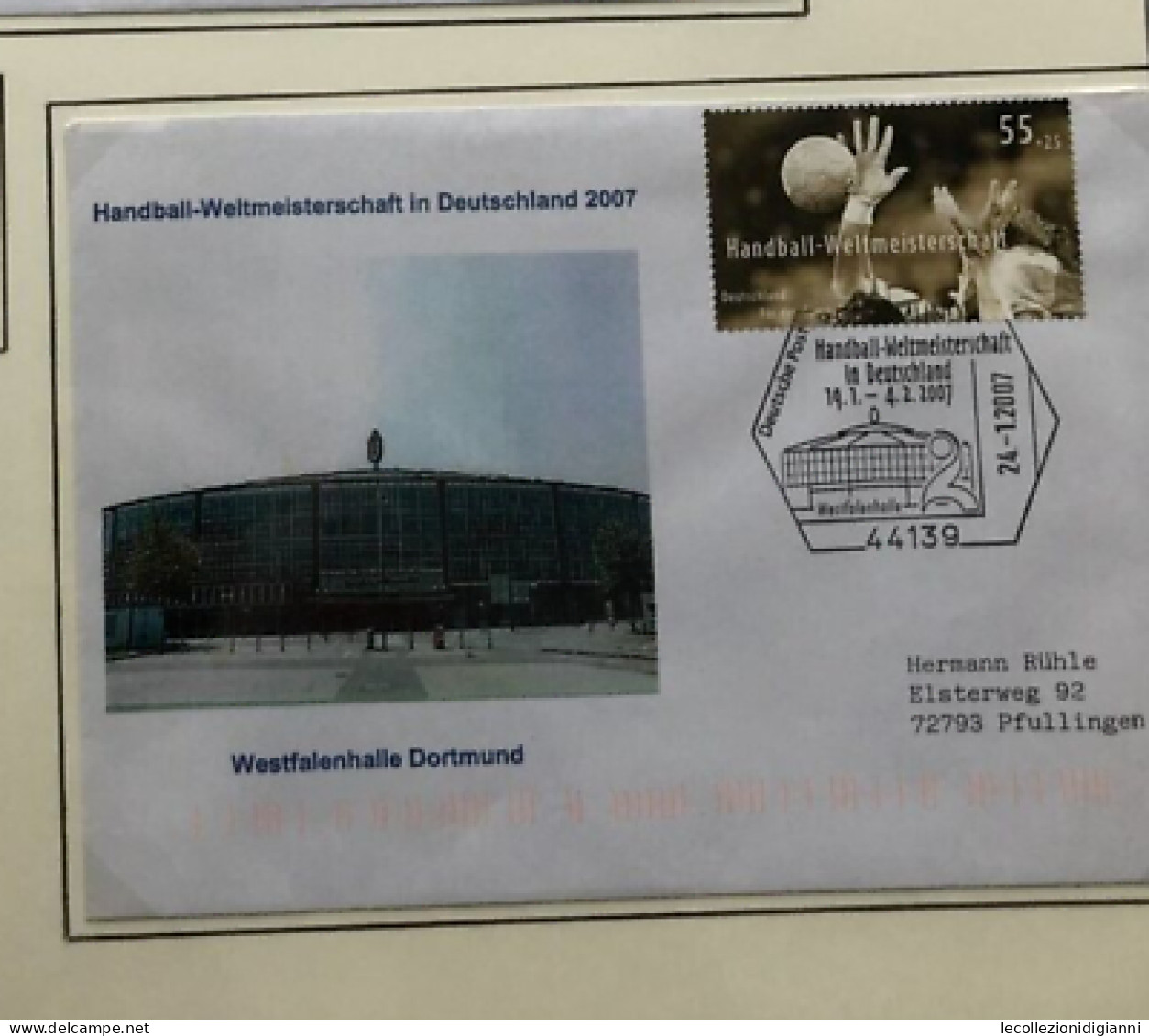 Busta Pallamano Handball WM 2007 In Deutschland Westfalenhalle Dortmund Viaggiata Gelaufen Pfullingen - Handball