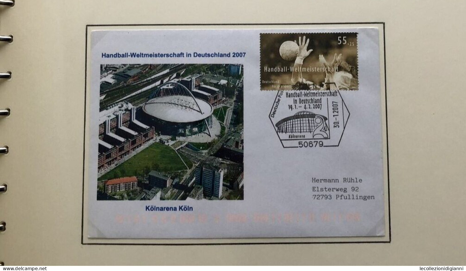 Busta 2007 Handball WM Deutschland Kölnarena Pallamano Colonia Arena 19.1 - 4.2 Viaggiata Gelaufen Pfullingen - Handbal