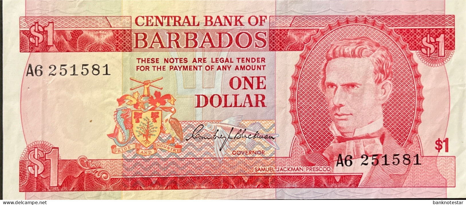 Barbados 1 Dollar, P-29 (1973) - VF - Barbados