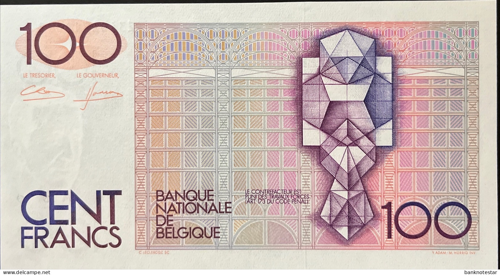Belgium 100 Francs, P-142 (1982) - UNC - Signature 4+12 - 100 Francs