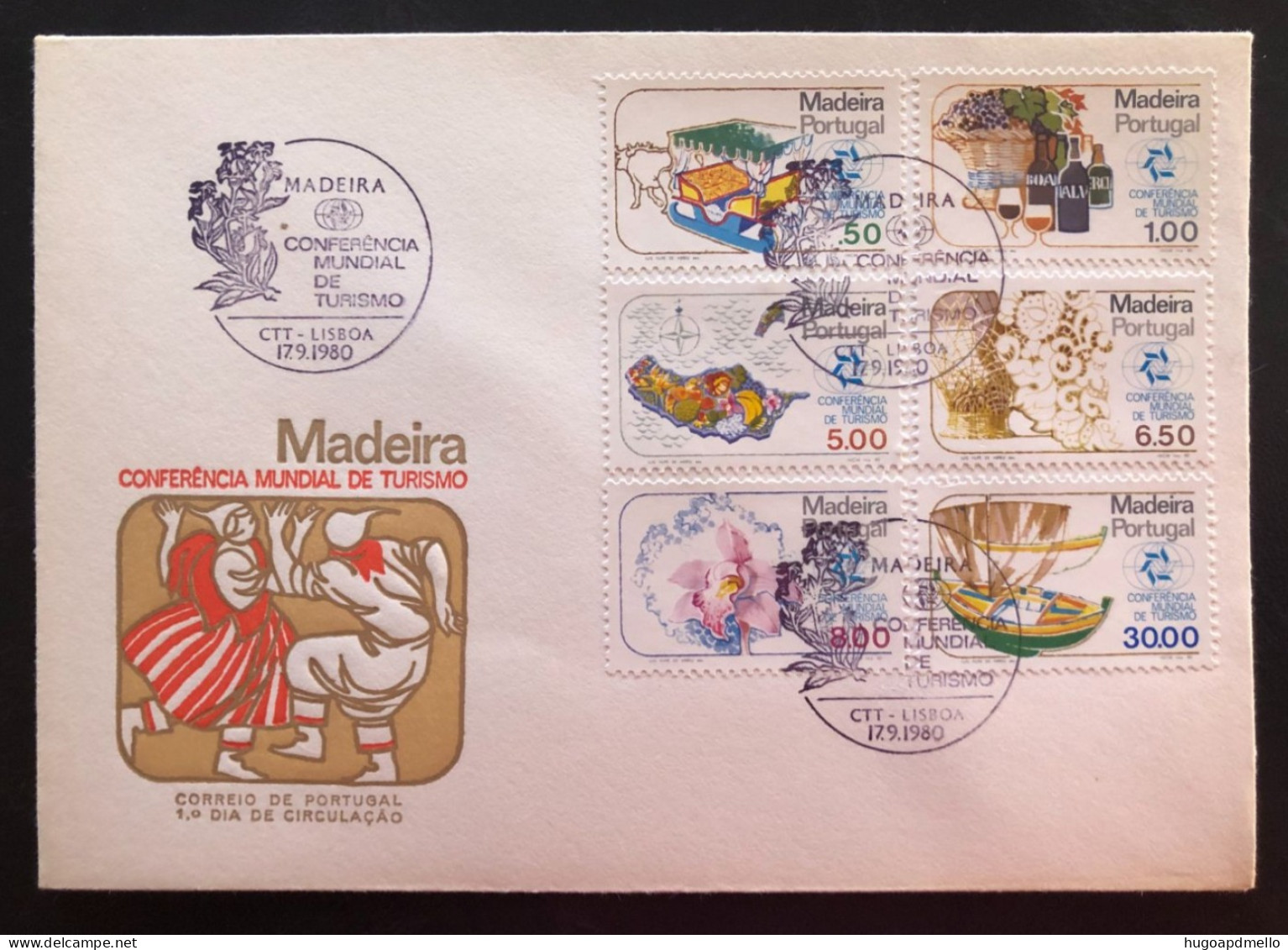 PORTUGAL, Uncirculated FDC, « TOURISM », « MADEIRA », « WINE », « BOATS », 1980 - FDC