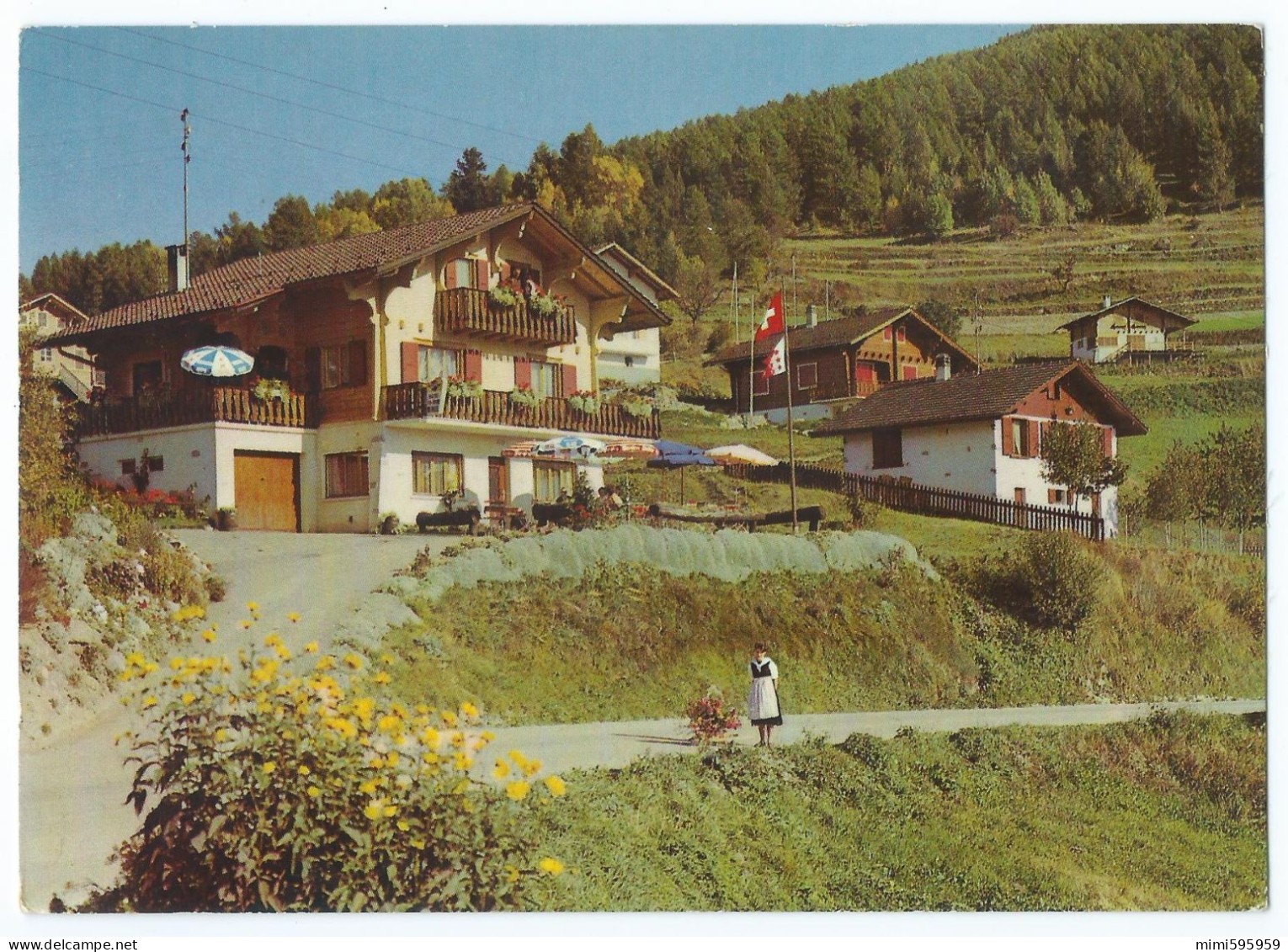 5114 - NAX Sur SION (Suisse) - Balcon Du Ciel - Vue Générale - Drapeau - Animée - Circulée 1977 -Scan Recto-verso - Nax