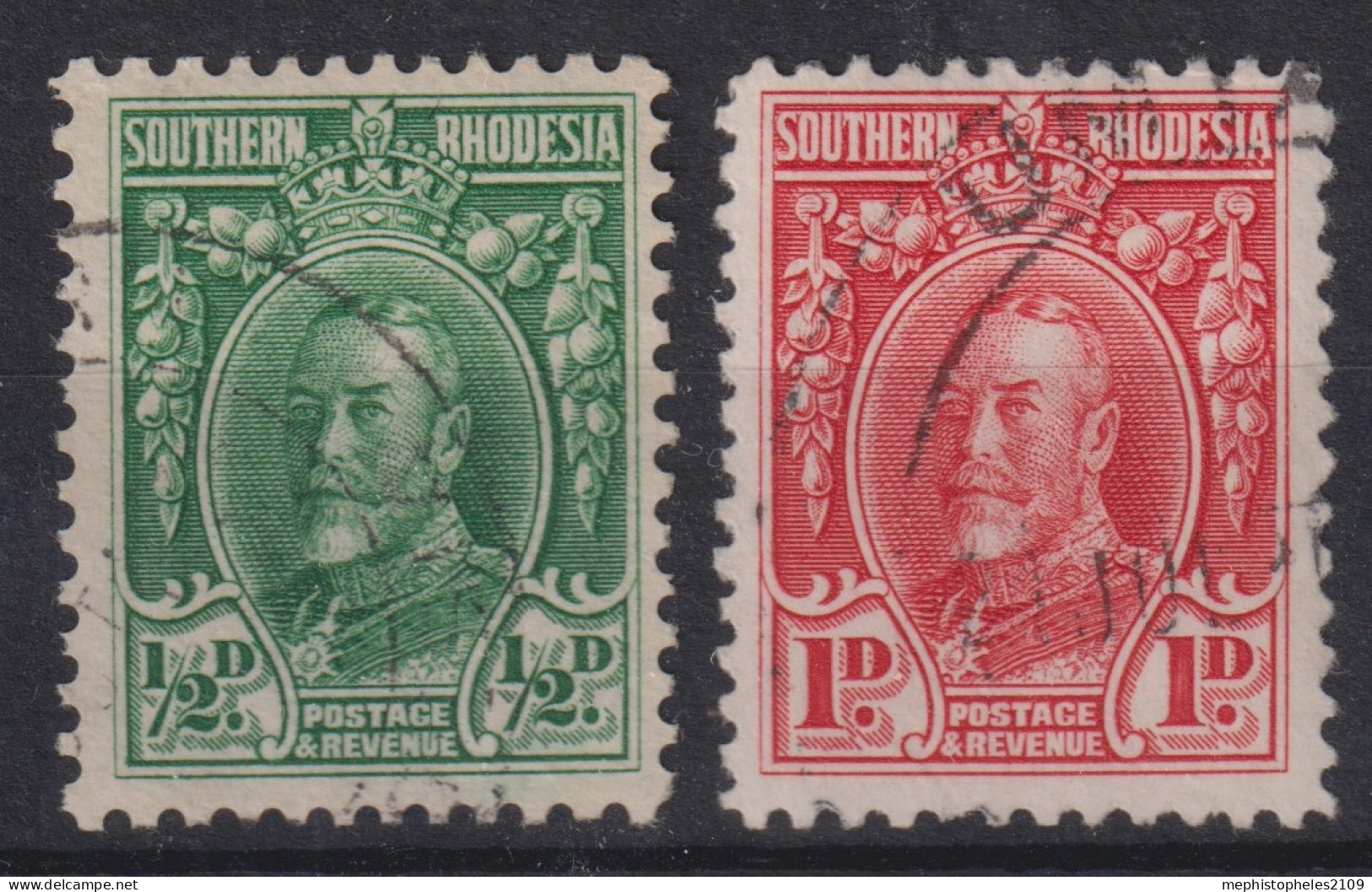 SOUTHERN RHODESIA 1933/35 - Canceled - Sc# 16, 17 - Perf. 11 1/2 - Southern Rhodesia (...-1964)