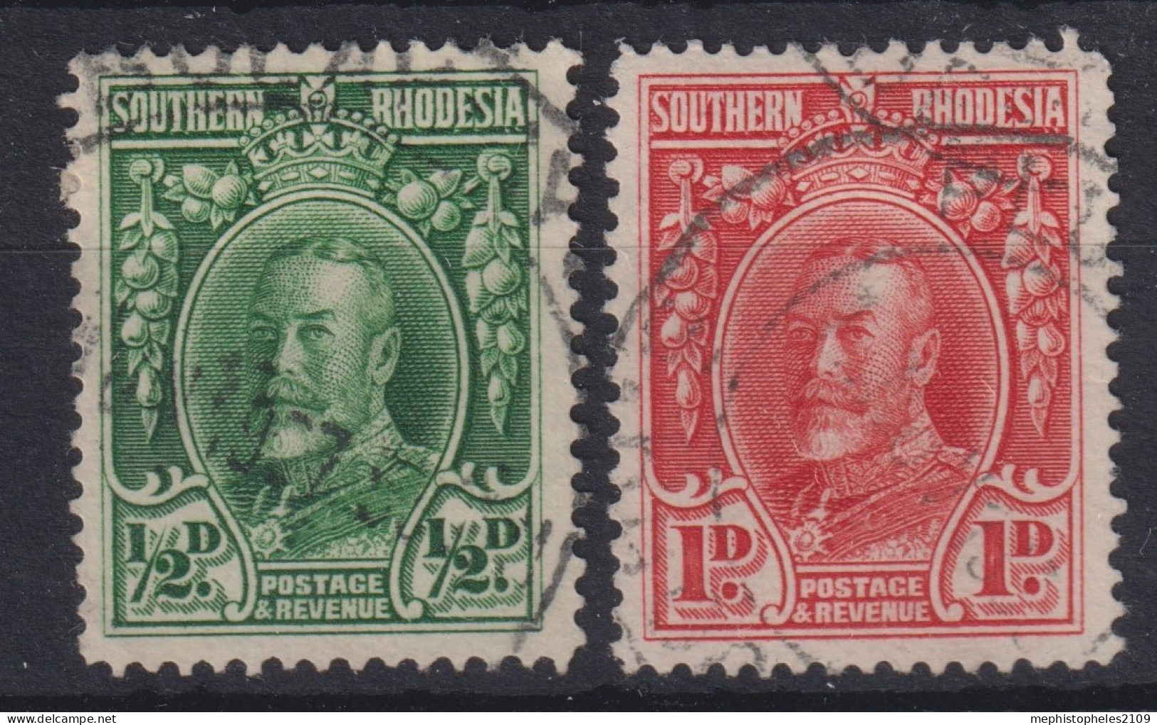 SOUTHERN RHODESIA 1933/35 - Canceled - Sc# 16c, 17 - Perf. 14 - Southern Rhodesia (...-1964)