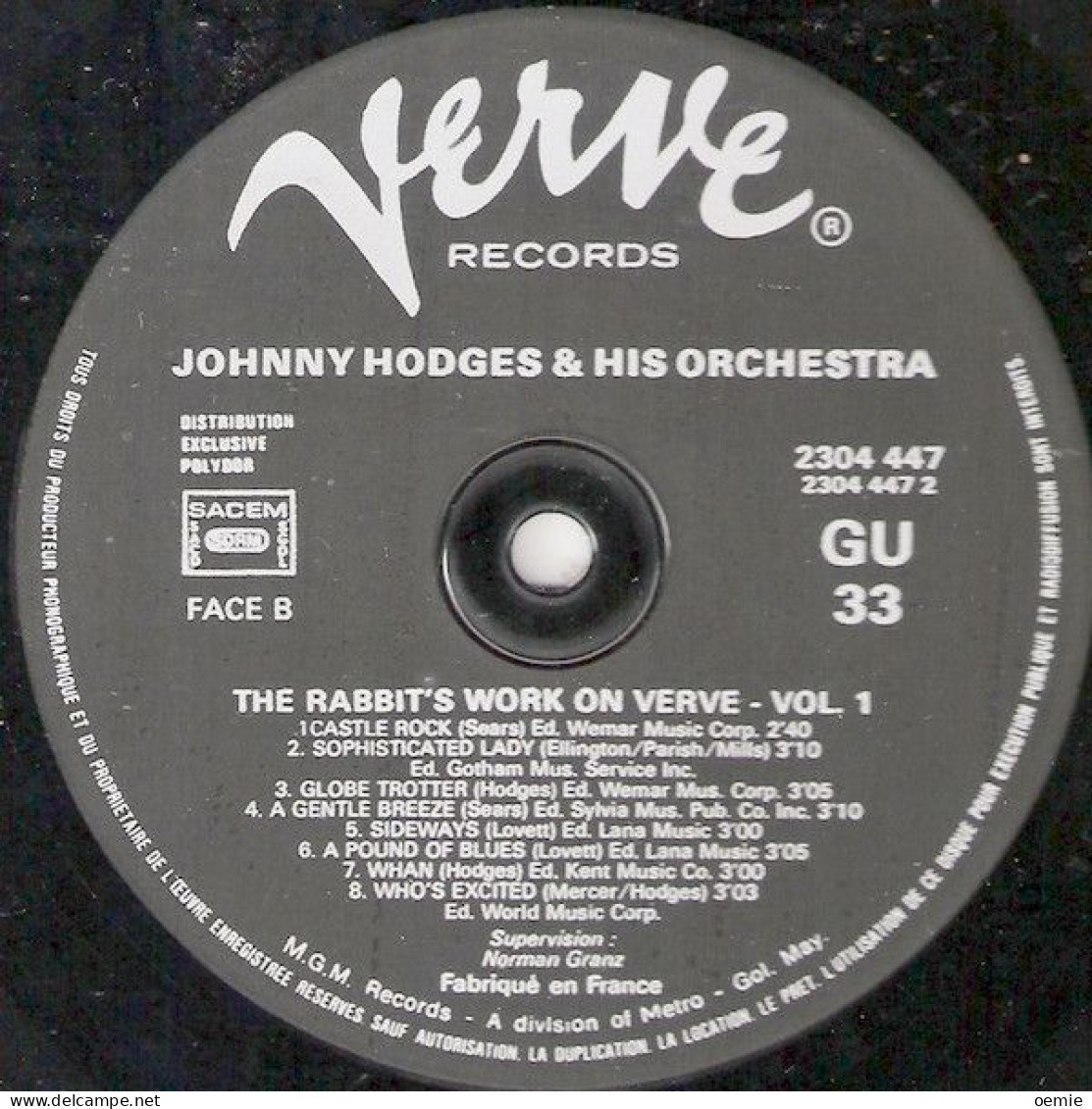 JOHNNY HODGES AND HIS ORCHESTRA VOL 1  / THE RABBIT'S WORK ON VERVE IN CHRONOLOGICAL ORDER - Jazz