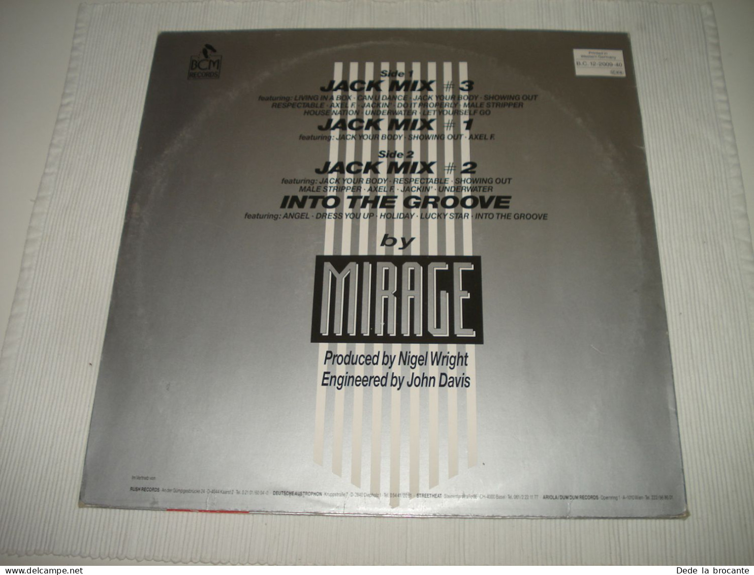 B8 / Mirage  – The Jack Mixes  33 RPM - B.C. 12-2009-40 - Ger -  1987 -  EX/EX - Formati Speciali