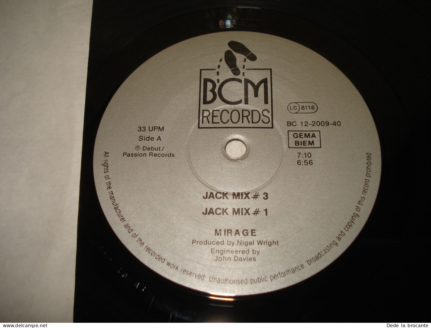 B8 / Mirage  – The Jack Mixes  33 RPM - B.C. 12-2009-40 - Ger -  1987 -  EX/EX - Formats Spéciaux