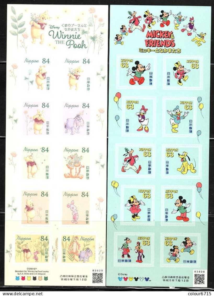Japan 2023 Disney Cartoon Characters — Mickey & Friends/Winnie The Pooh Stamp Sheetlet*2 MNH - Nuevos
