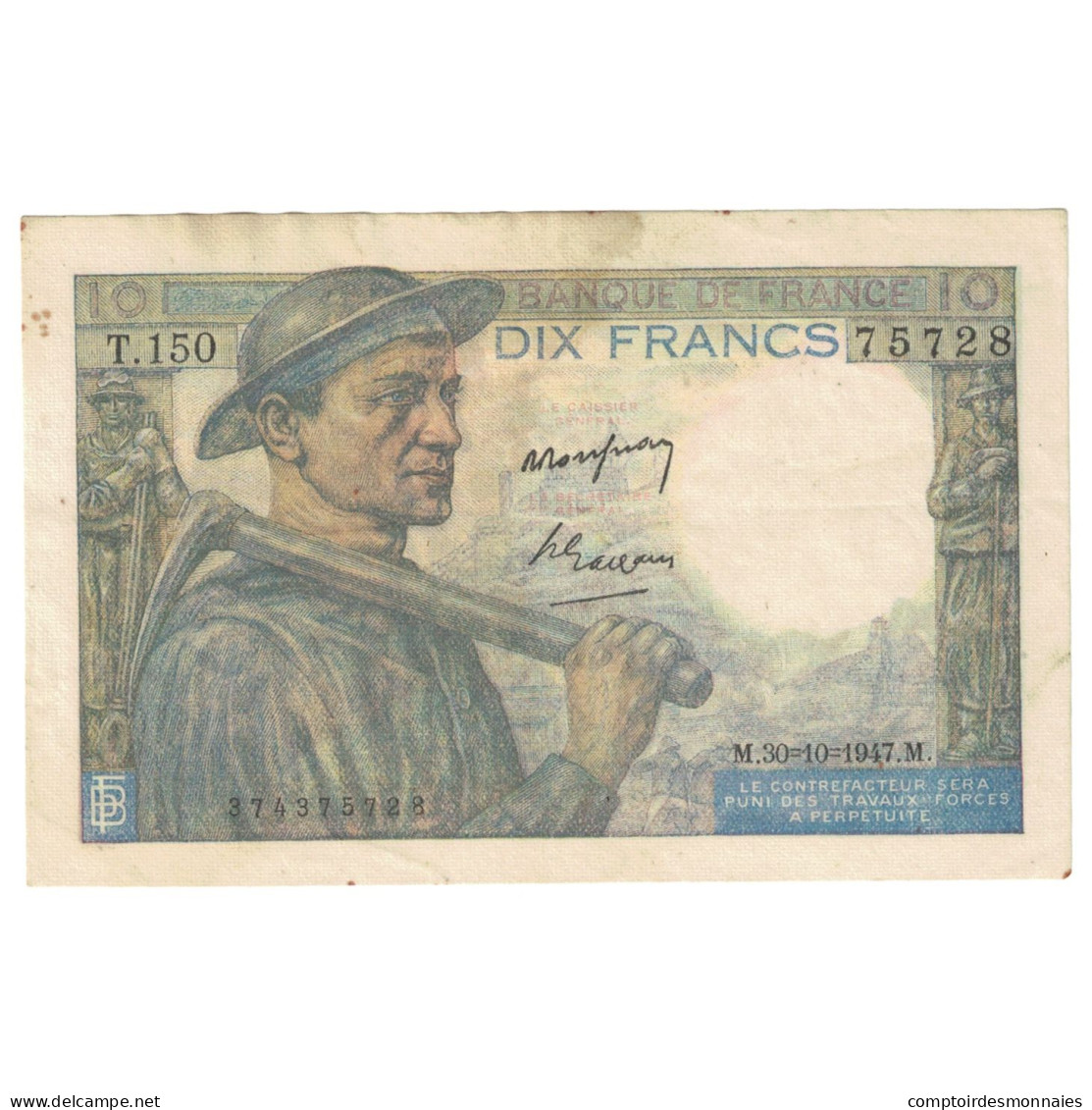 France, 10 Francs, Mineur, 1947, T.150, TTB, Fayette:8.18, KM:99f - 10 F 1941-1949 ''Mineur''