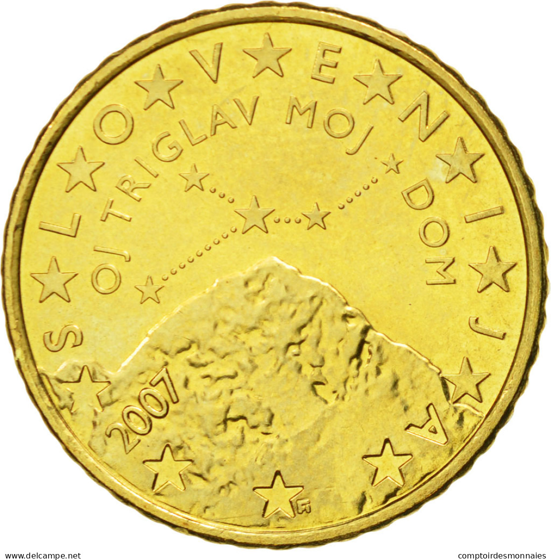Slovénie, 50 Euro Cent, 2007, SPL, Laiton, KM:73 - Eslovenia