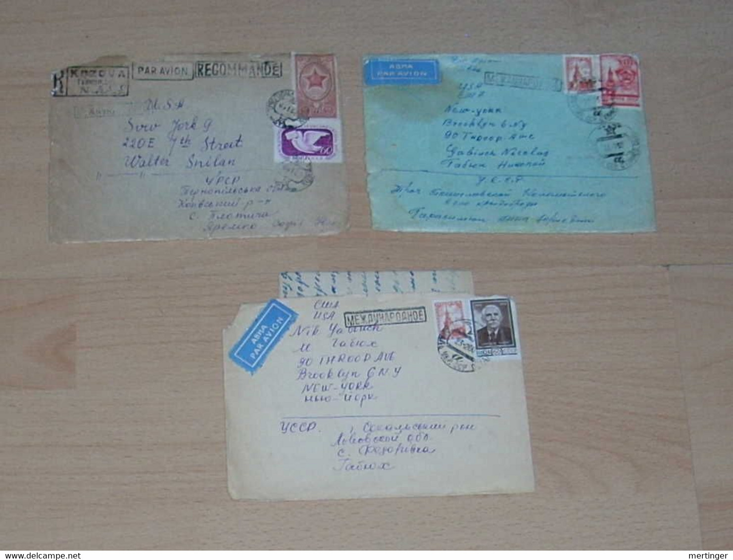 Russia USSR 1953 3 Covers To USA With Letters Inside - Brieven En Documenten