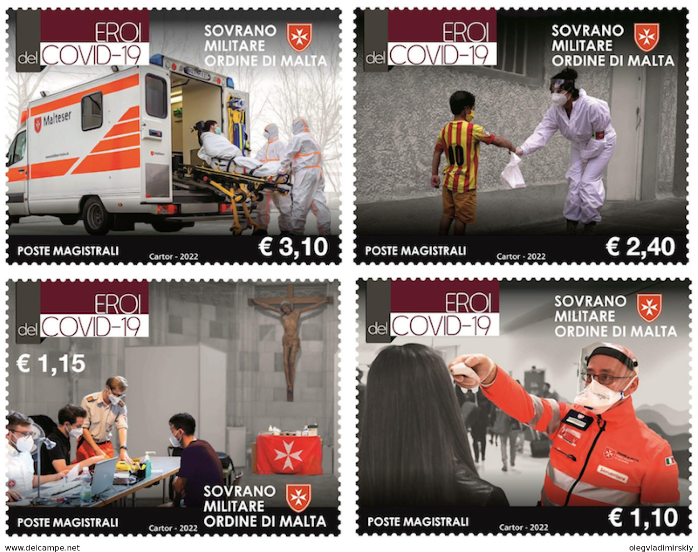 SMOM Order Of Malta 2022 COVID-19 Heroes Set Of 4 Stamps Mint - First Aid