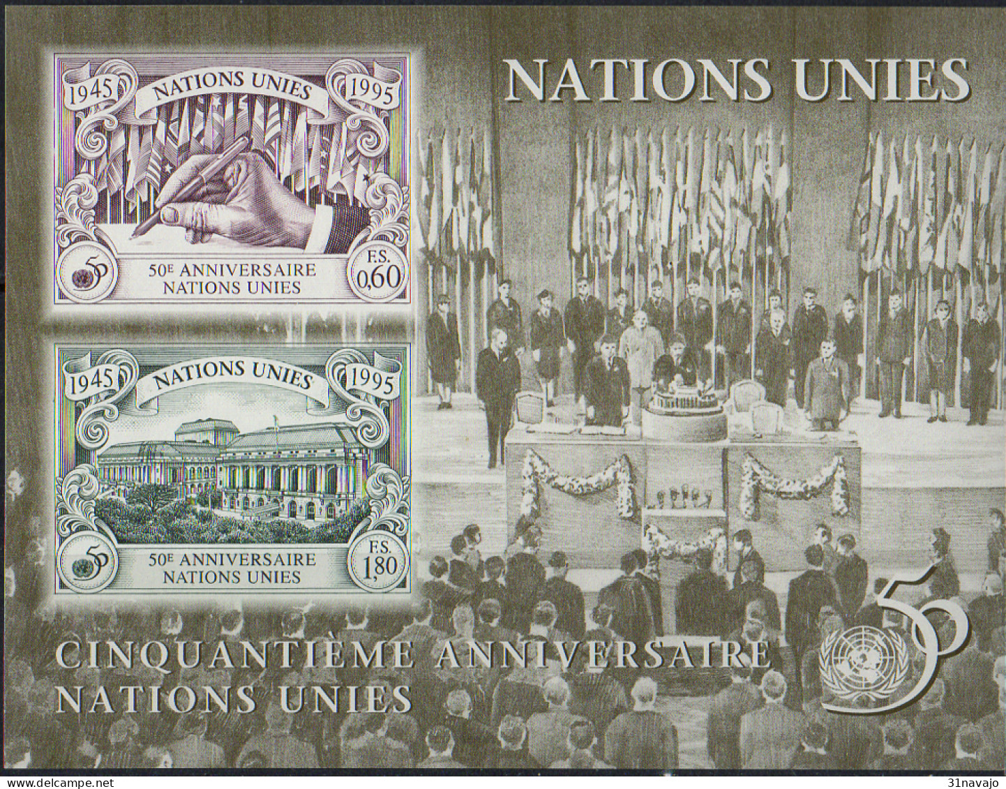 NATIONS UNIES (Genève) - 50e Anniversaire Des Nations Unies Feuillet - Blocks & Sheetlets