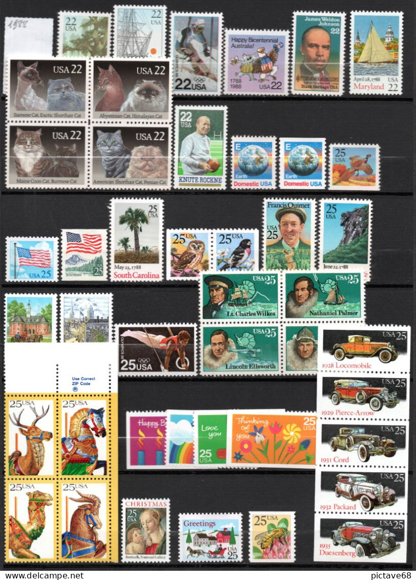 USA /  TIMBRES DE L'ANNEE 1988 NEUFS * * - Collections