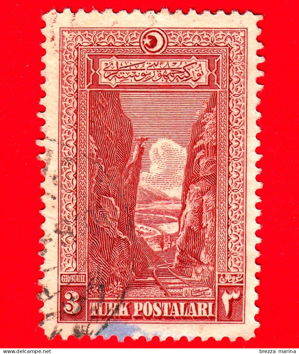 TURCHIA - Usato - 1926 - Paesaggi - Rocce - Gole Di Sakarya - 3 - Gebruikt