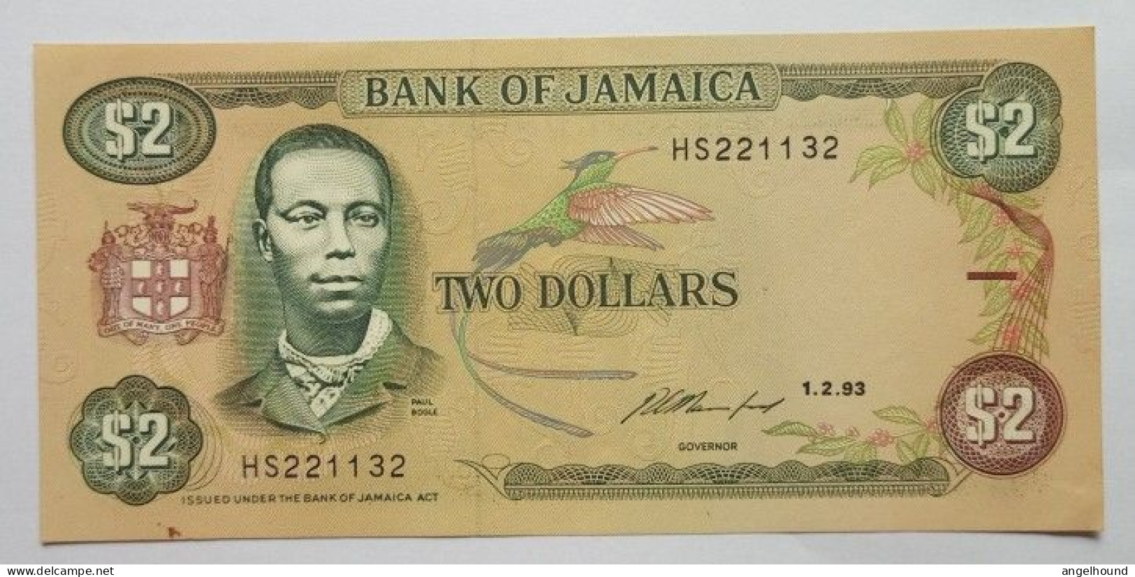 Jamaica $2  , 1-2-93 - Jamaique