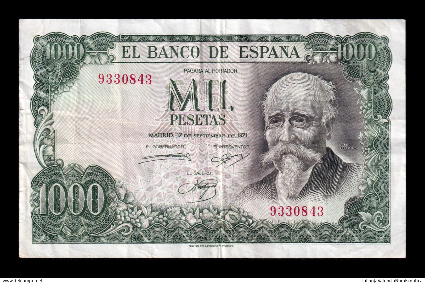 España Spain 1000 Pesetas José Echegaray 1971 Pick 154 Sin Serie Mbc Vf - 1000 Pesetas