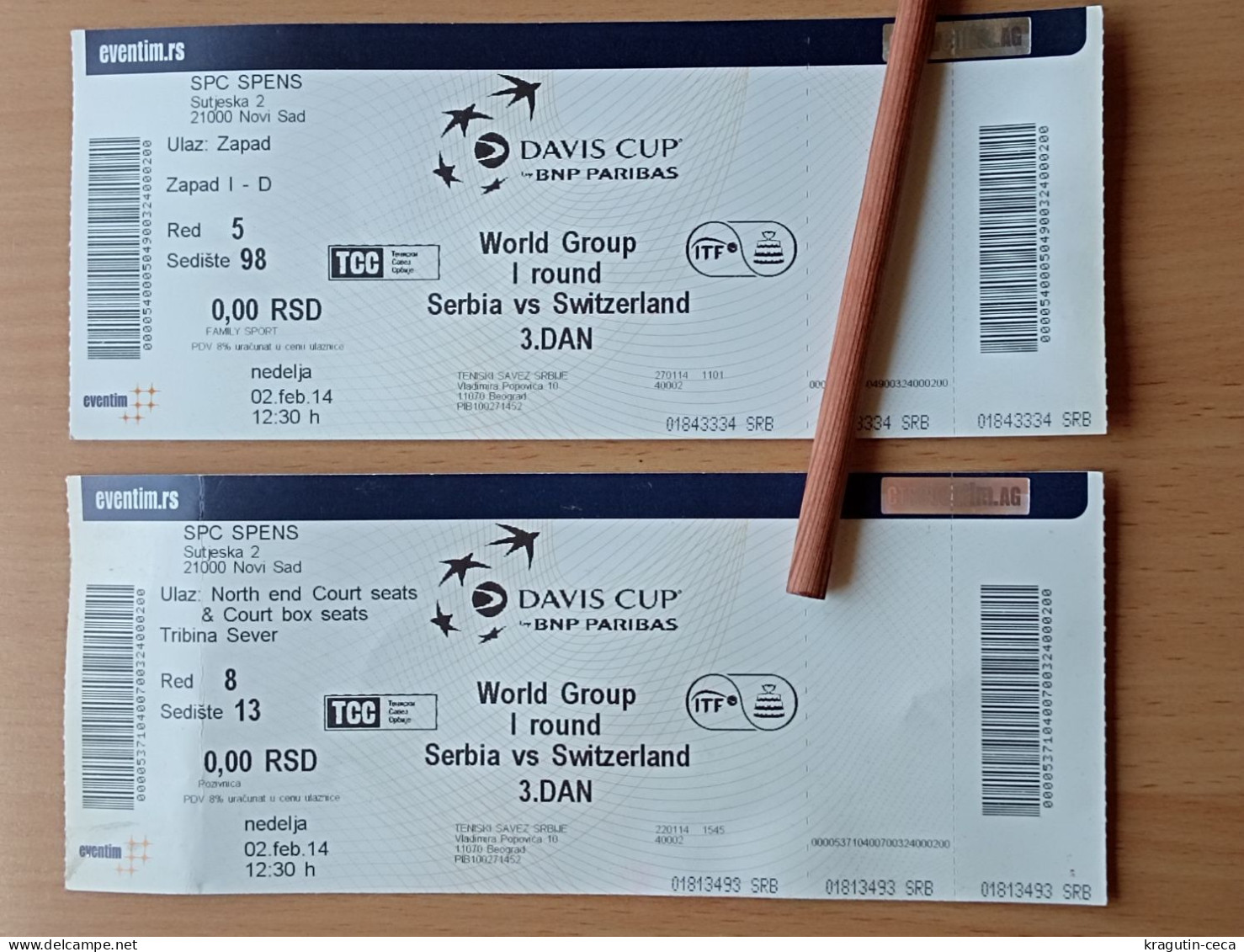 2014 Davis Cup Tennis Lot Sport Pass Ticket Stub SERBIA VS SWITZERLAND SERBIEN SCHWEIZ Tennispass Billet De Tennis - Altri & Non Classificati