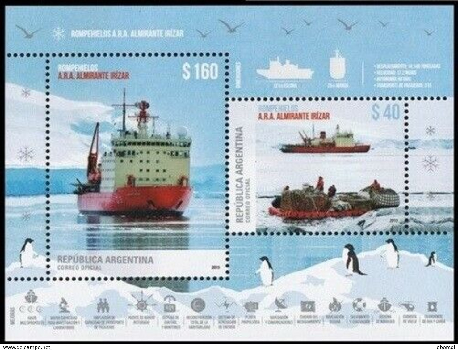 Argentina 2019 Penguin Antarctica Icebreaker Fauna Souvenir Sheet MNH - Unused Stamps