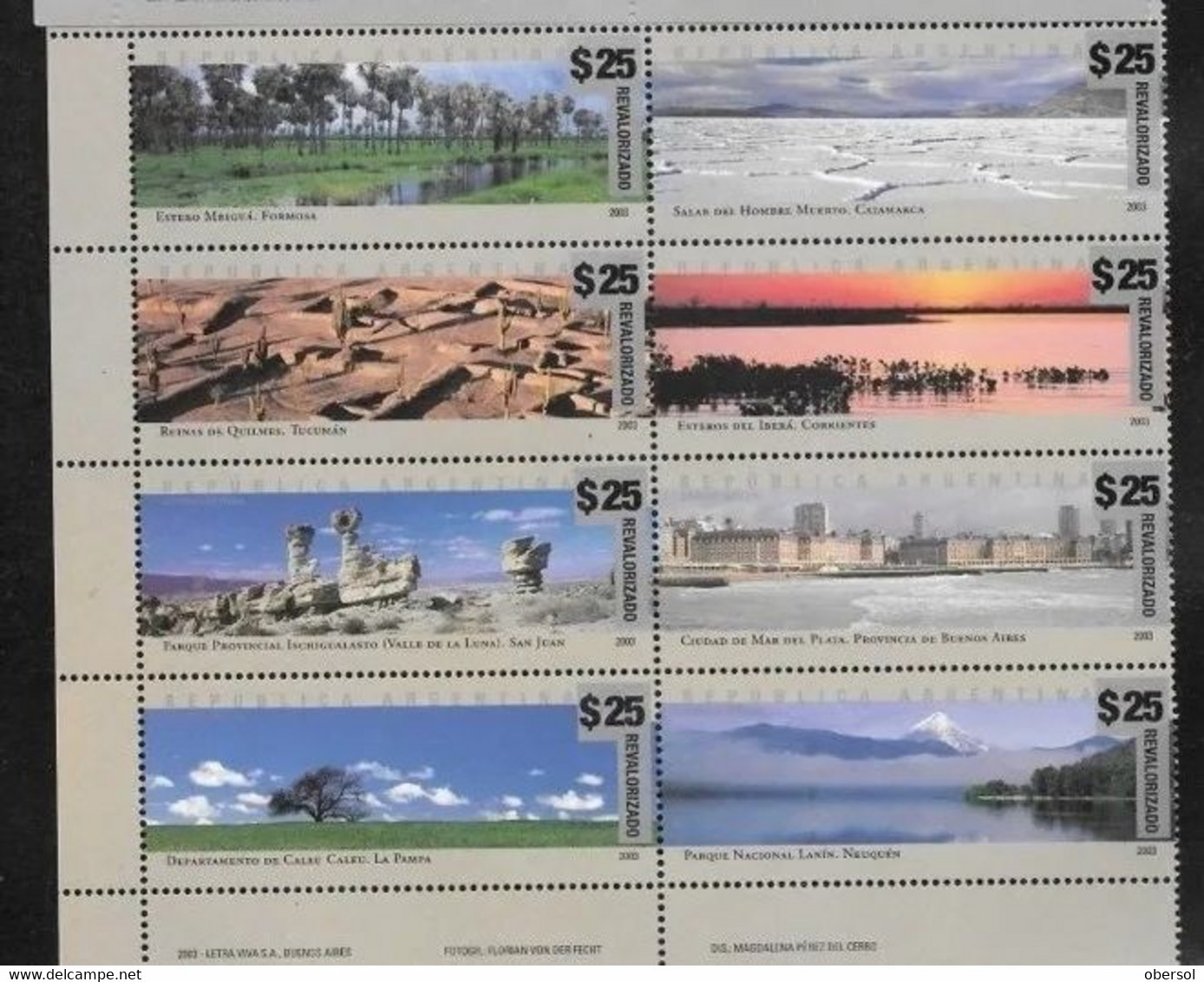Argentina 2018 Surcharged Revalorizado Landscapes Complete Set 8v $25 MNH - High Cat And Rare - Unused Stamps