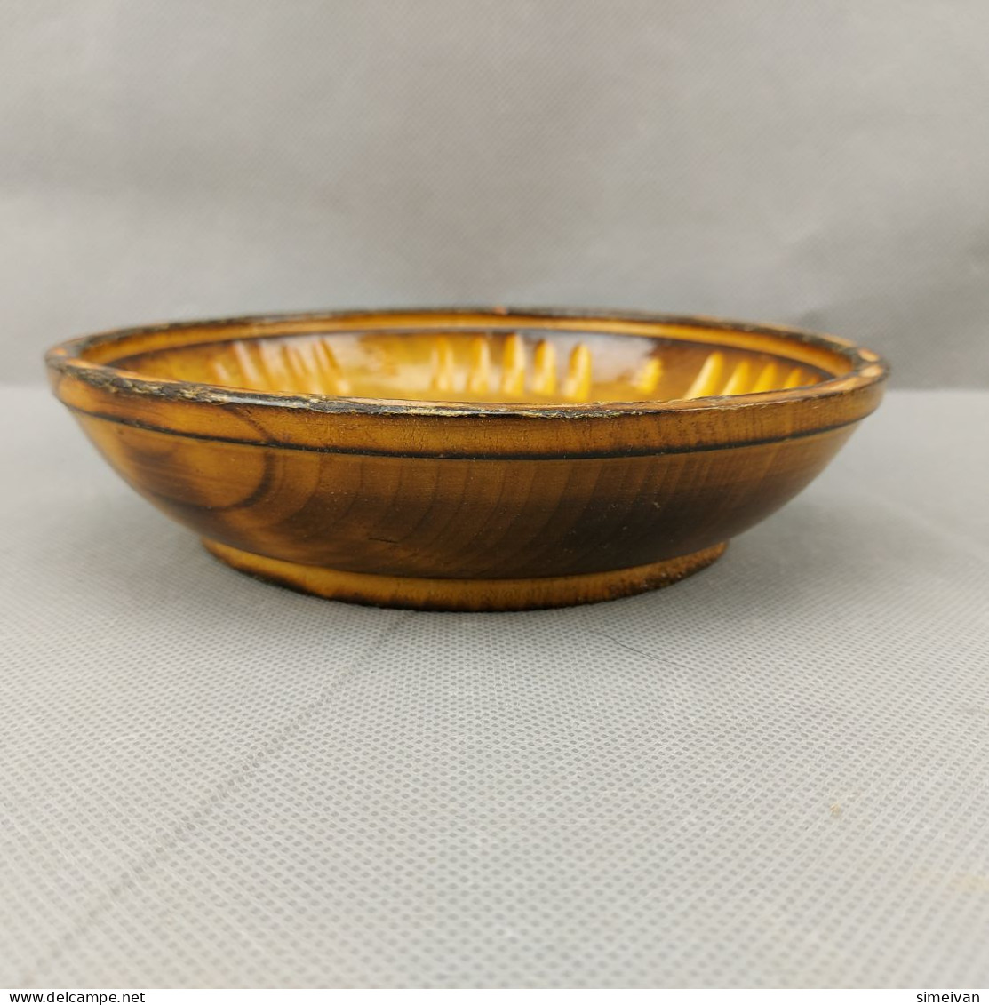 Vintage Hand Carved And Painted Wooden Bowl For Home Décor 18cm #0649 - Teller