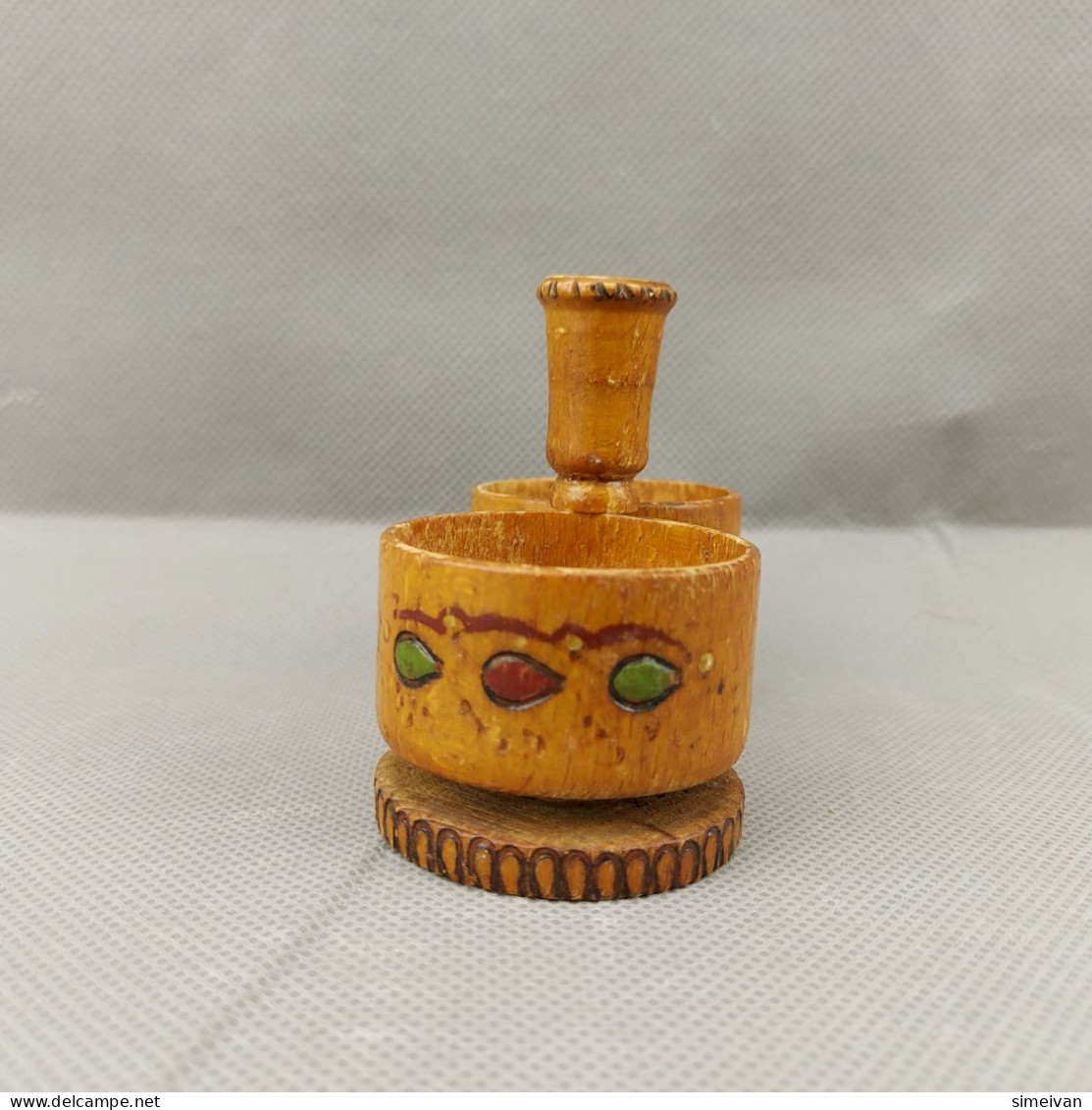 Vintage Hand Carved Wooden Salt And Pepper Holder For Home Décor #0655 - Andere & Zonder Classificatie